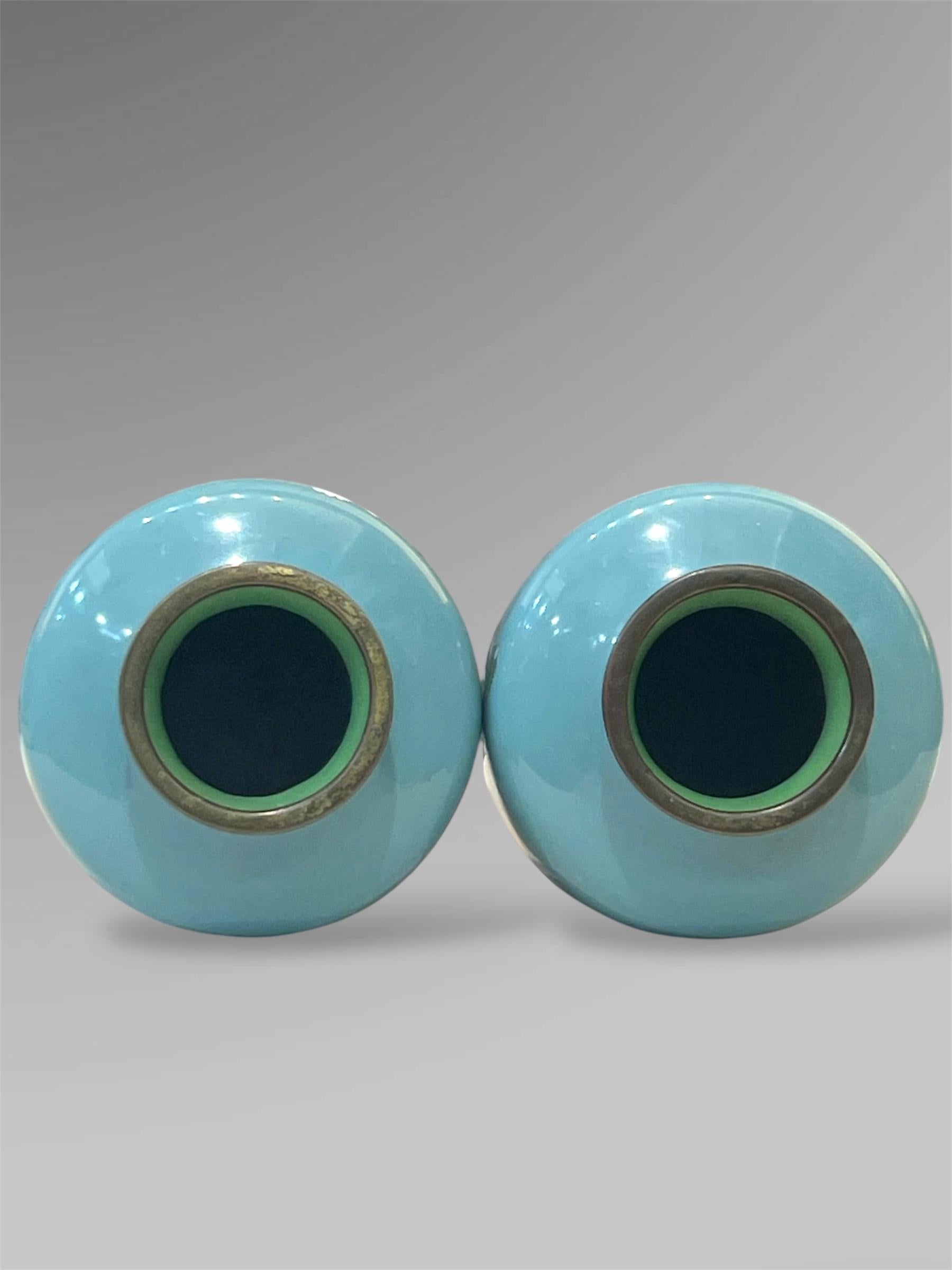 A Fine Pair of Japanese Cloisonné Vases with White Peonies by Ando 2