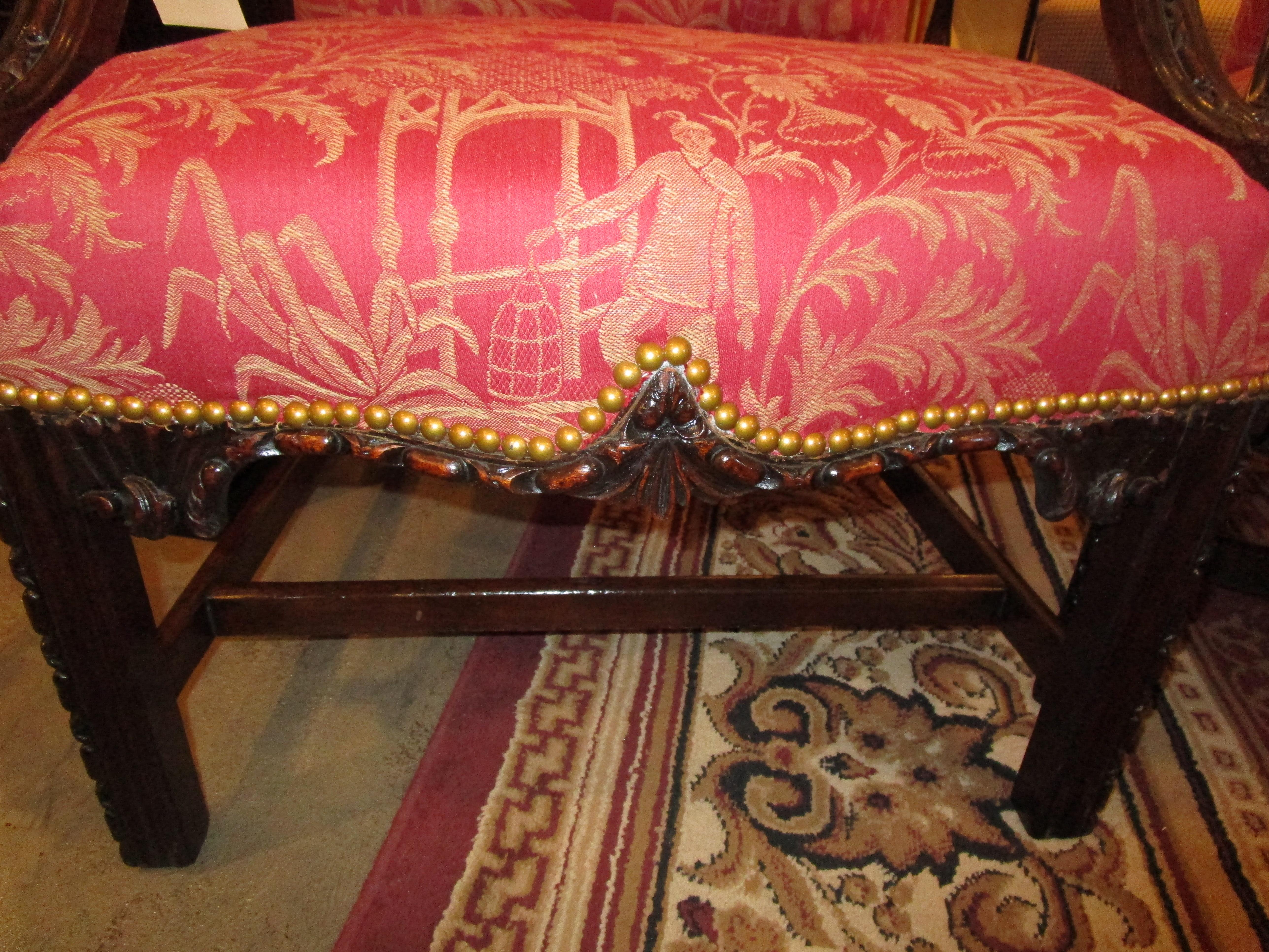 Hand-Carved Fine Pair of Late 18th Century Chinese Chippendale Mahogany Armchairs