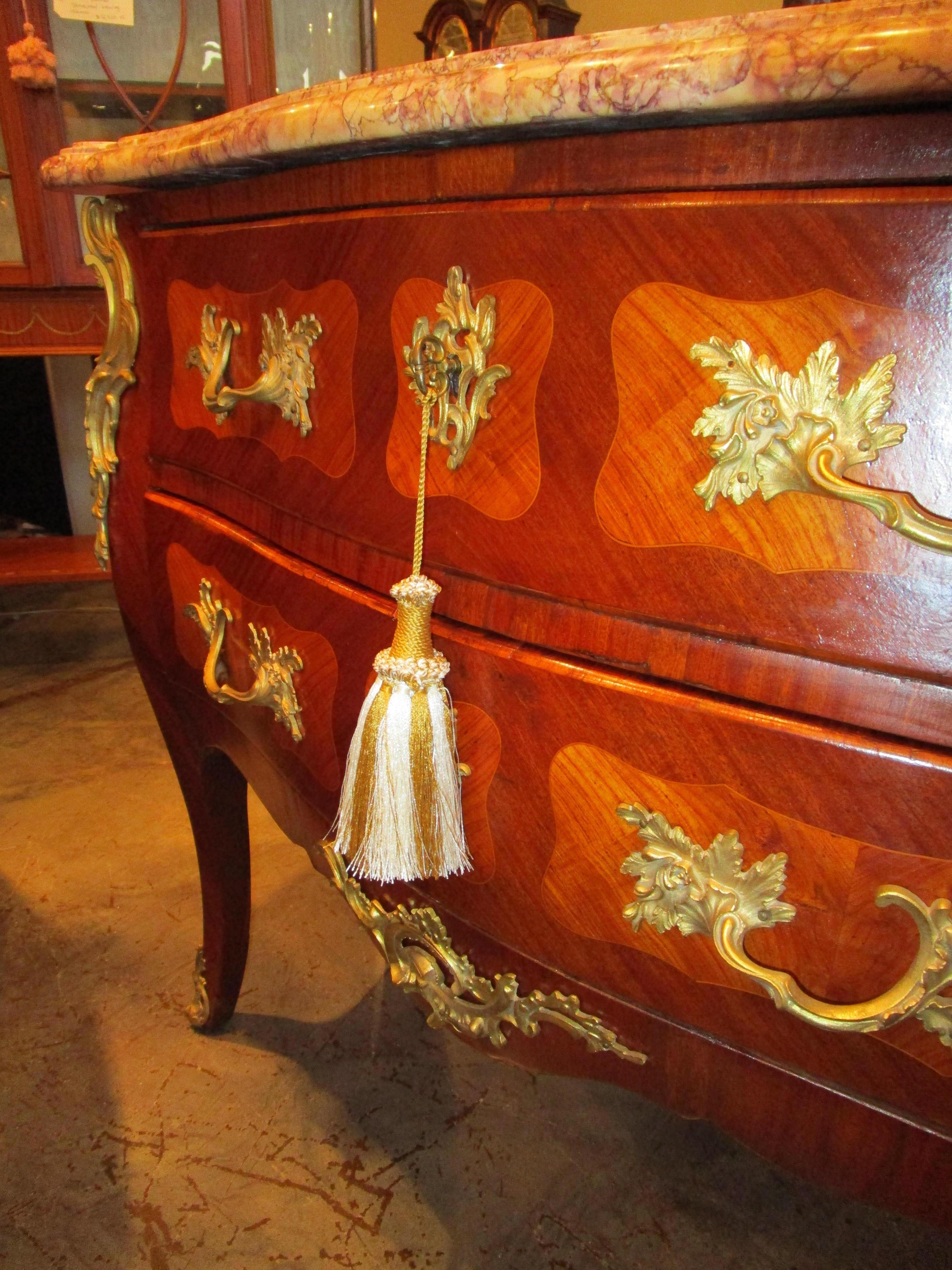 Fine Pair of Late 19th C French Louis XV Commodes Stamped by the Paris Maker 4