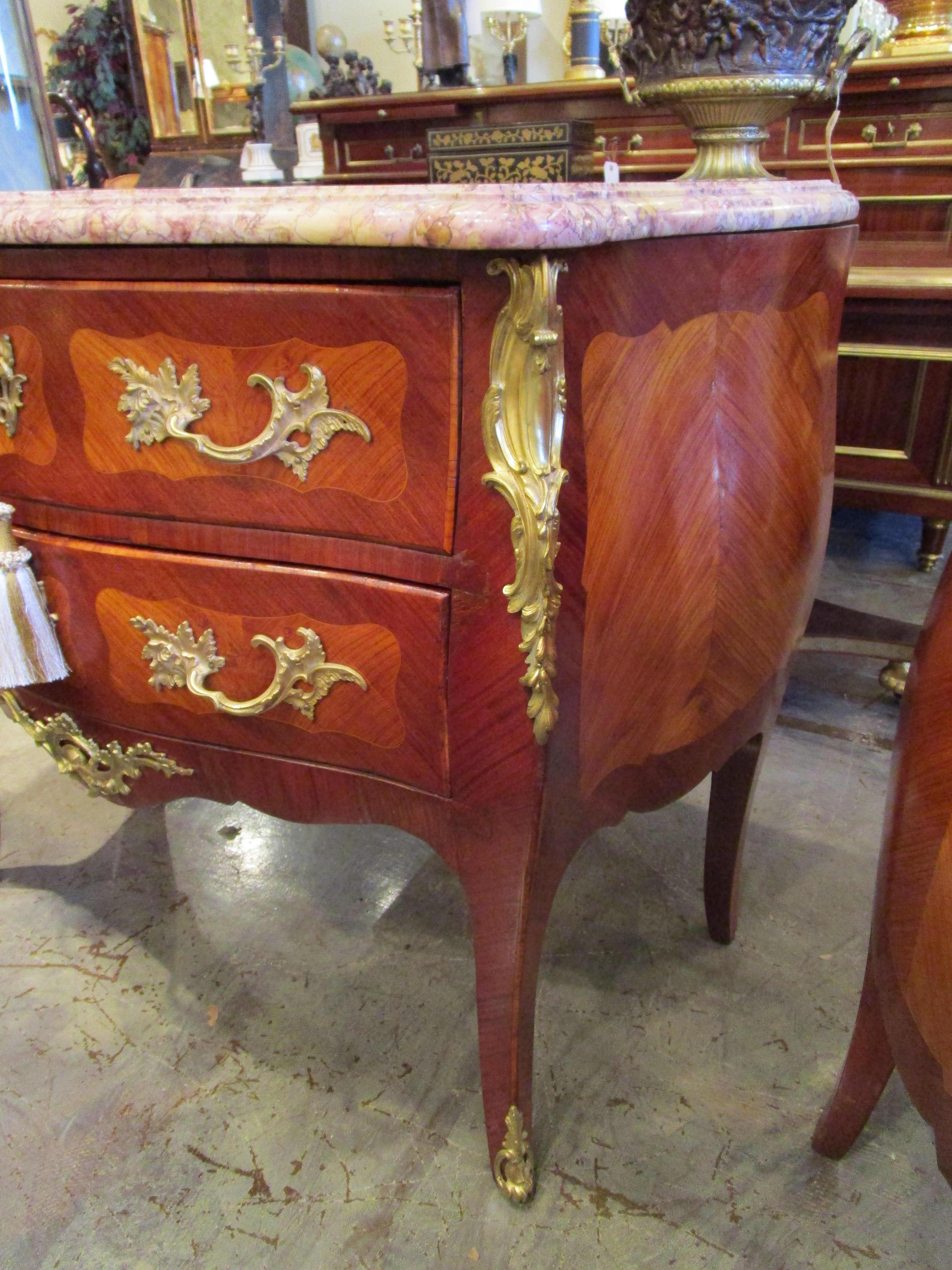 19th Century Fine Pair of Late 19th C French Louis XV Commodes Stamped by the Paris Maker