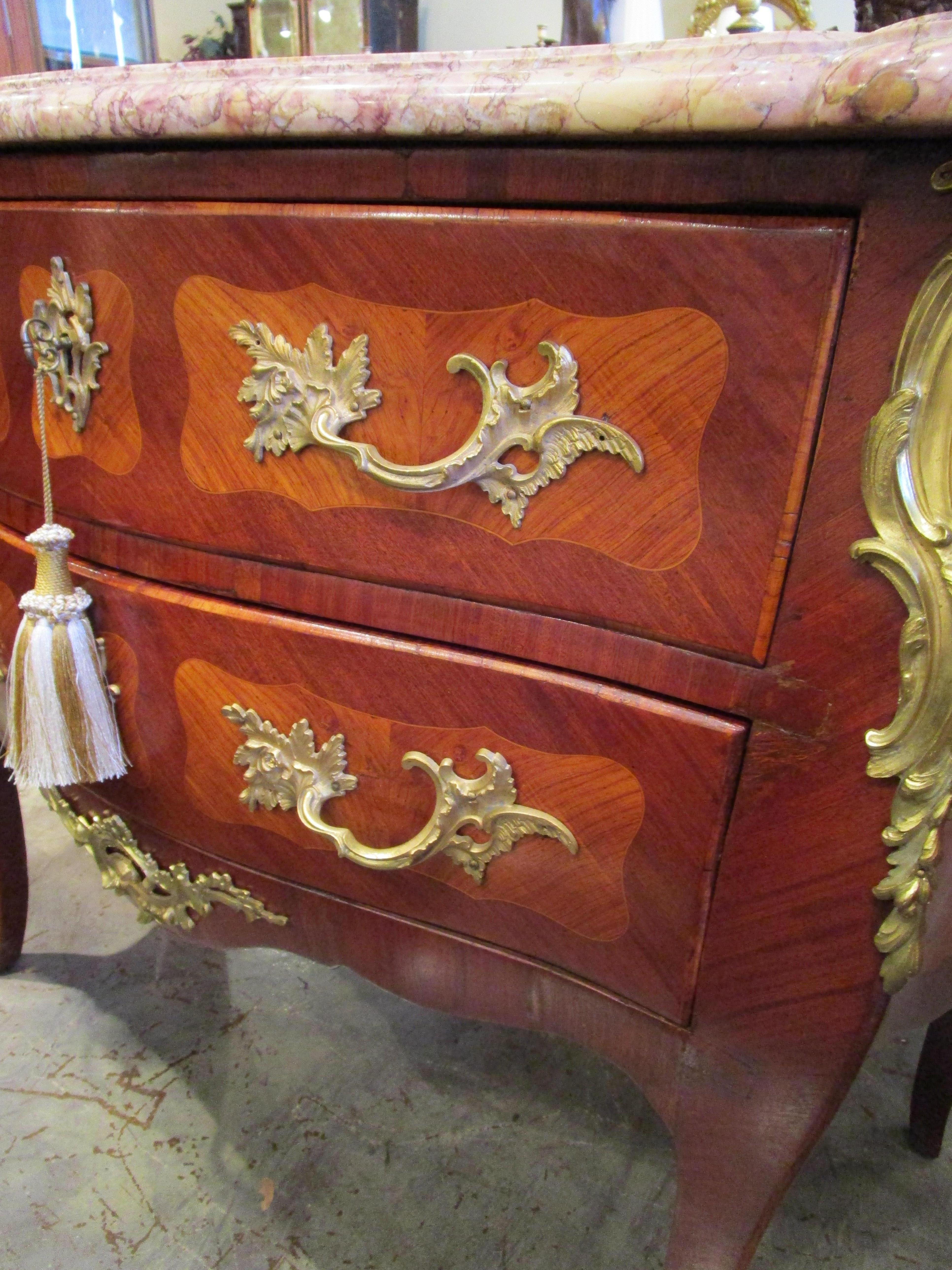 Bronze Fine Pair of Late 19th C French Louis XV Commodes Stamped by the Paris Maker