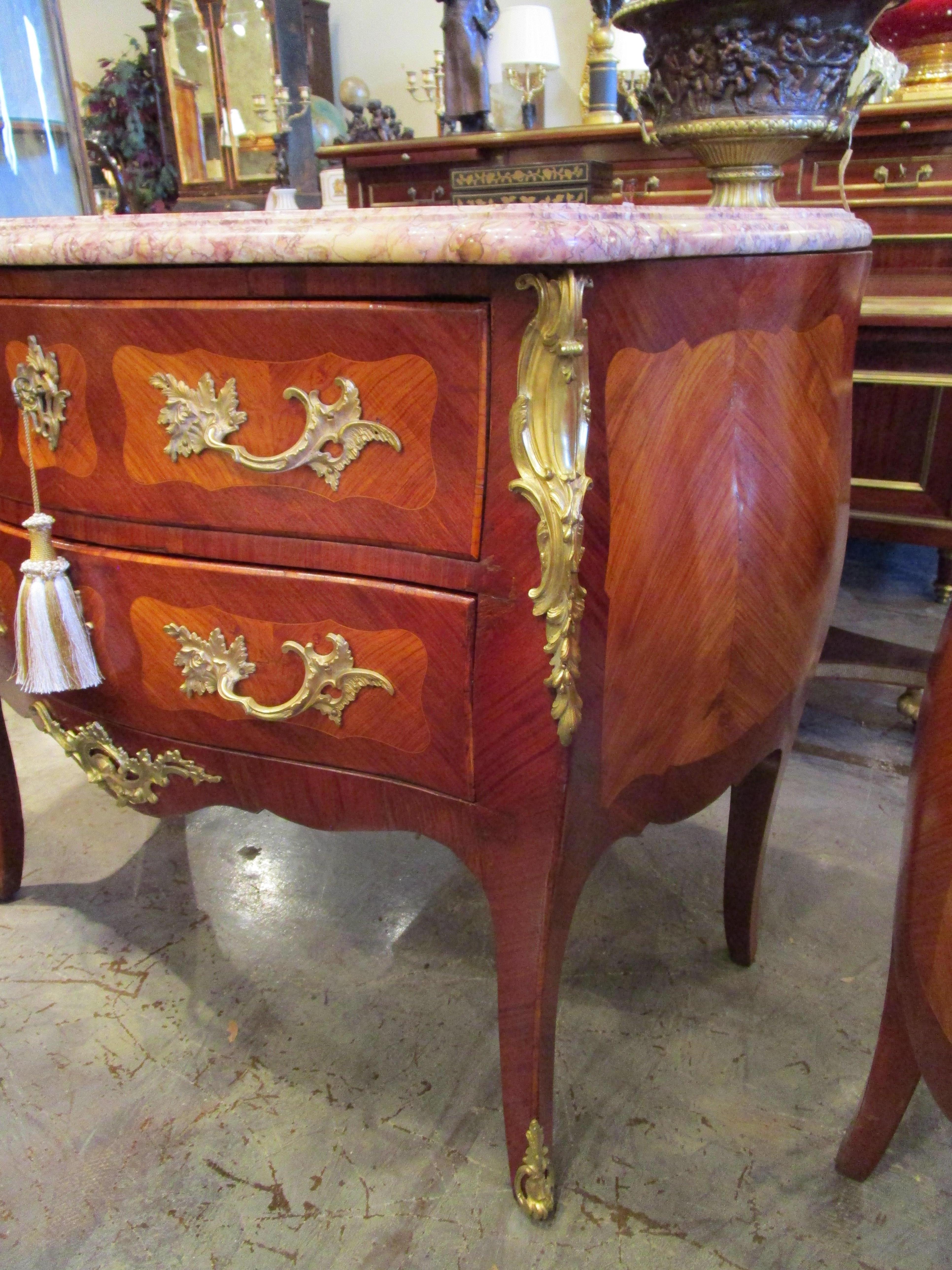 Fine Pair of Late 19th C French Louis XV Commodes Stamped by the Paris Maker 1