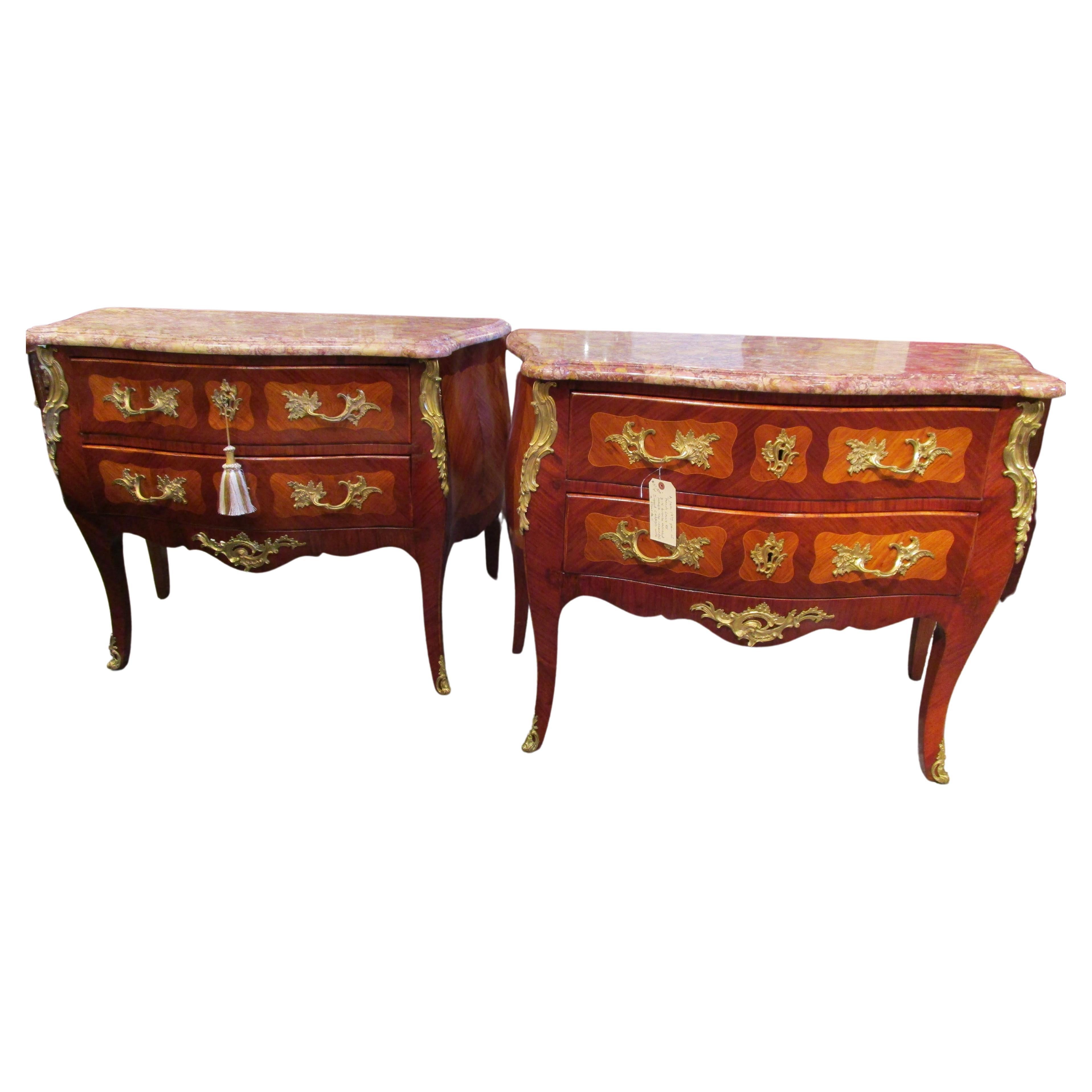 Fine Pair of Late 19th C French Louis XV Commodes Stamped by the Paris Maker