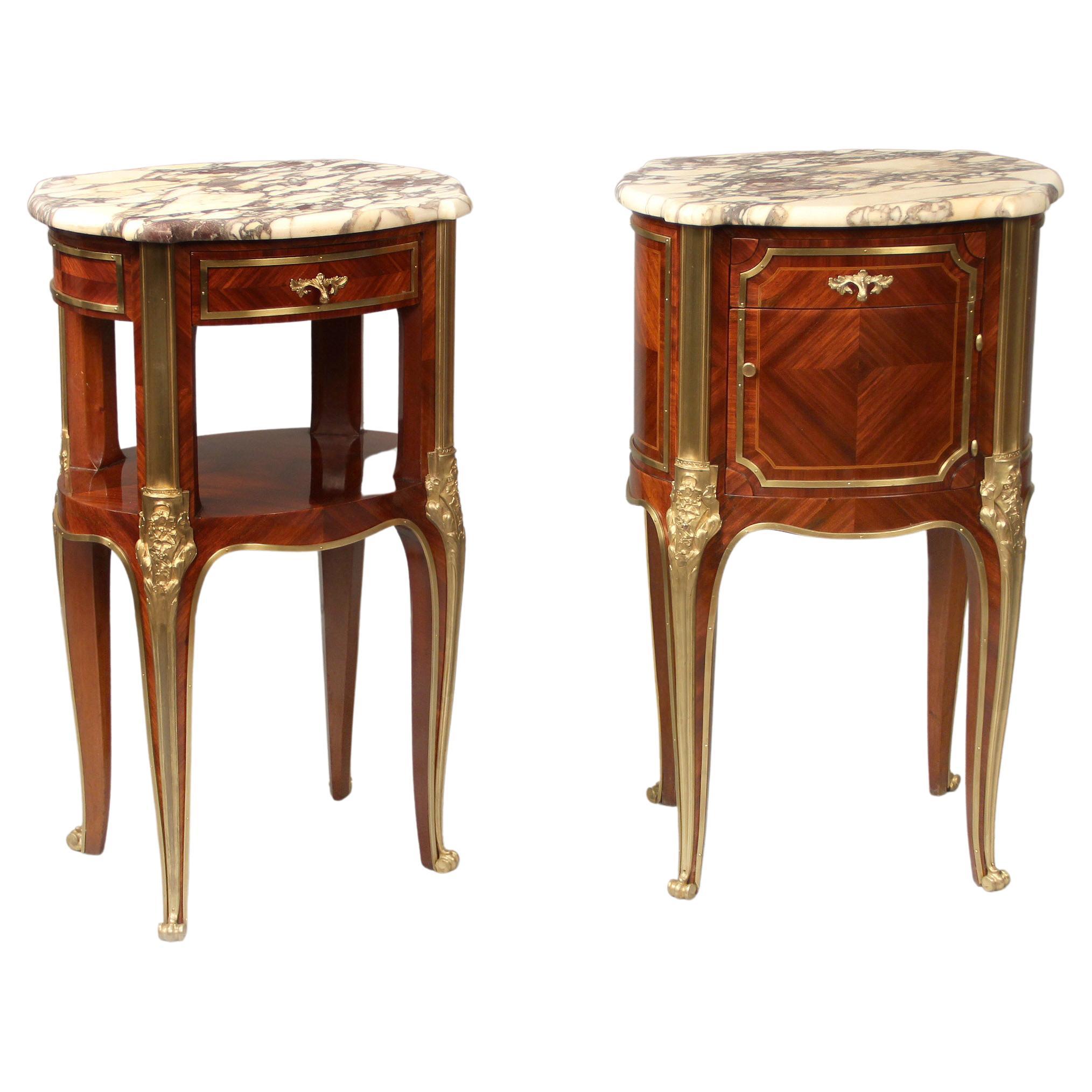 Fine Pair of Late 19th Century Gilt Bronze Mounted Louis XV Style Night Tables
