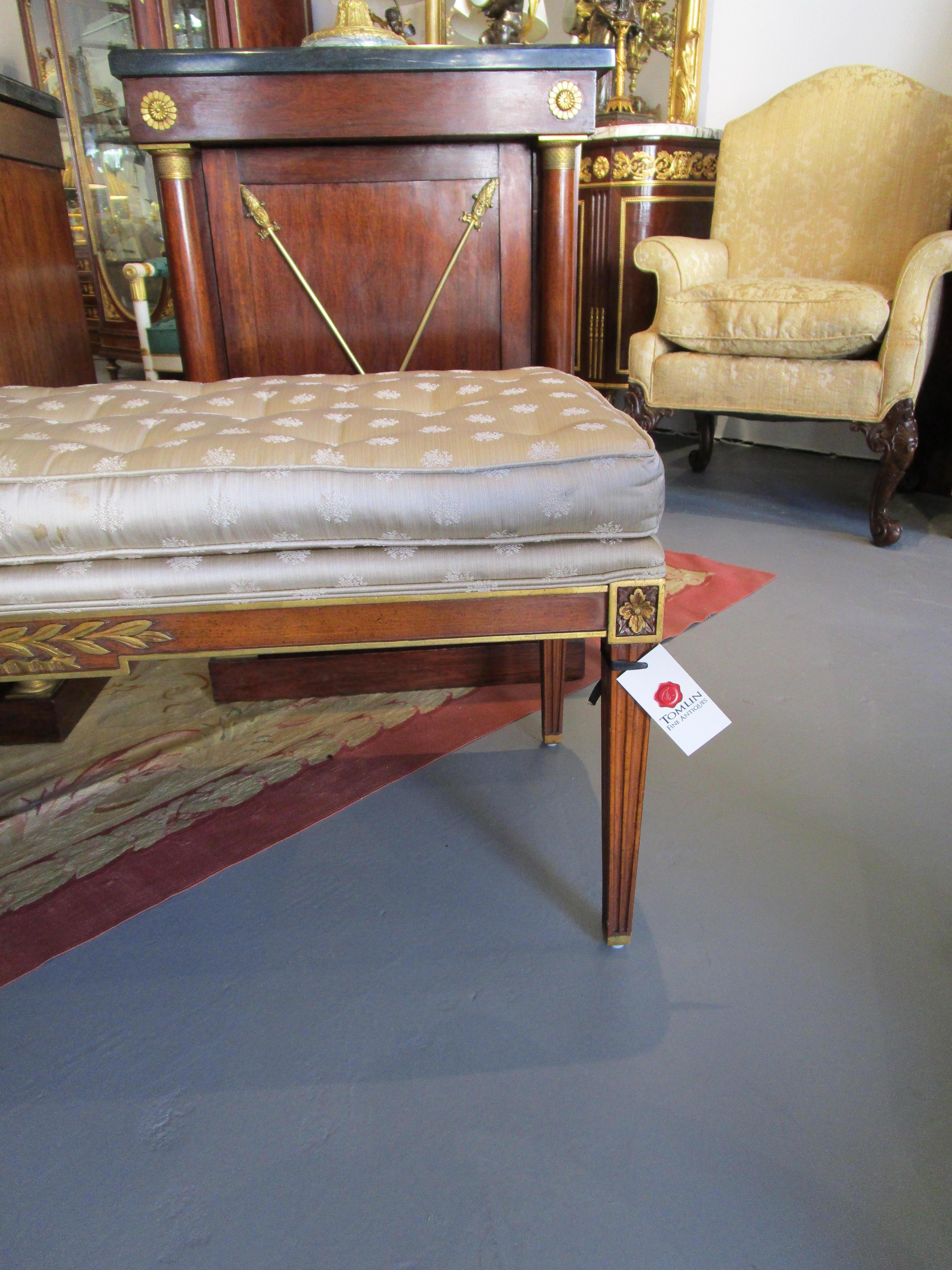 Fine Pair of Late 19th Century to Early 20th C Empire Parcel Gilt Benches For Sale 6