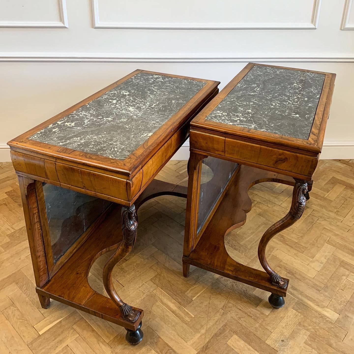 Carved Fine Pair of Late Eighteenth Century Italian Console Tables For Sale
