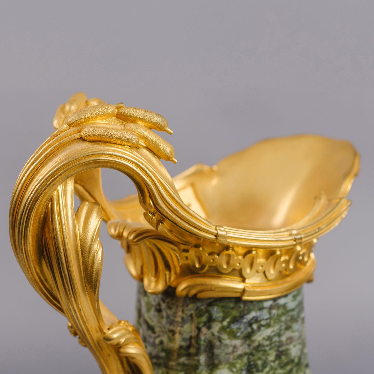 Gilt Fine Pair of Louis XV Style Marble Ewers by Paul Sormani