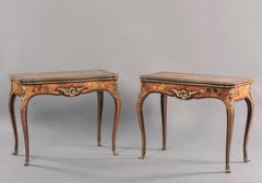 Pair of 19th Century French Louis XV Style Marquetry Inlaid Card Tables