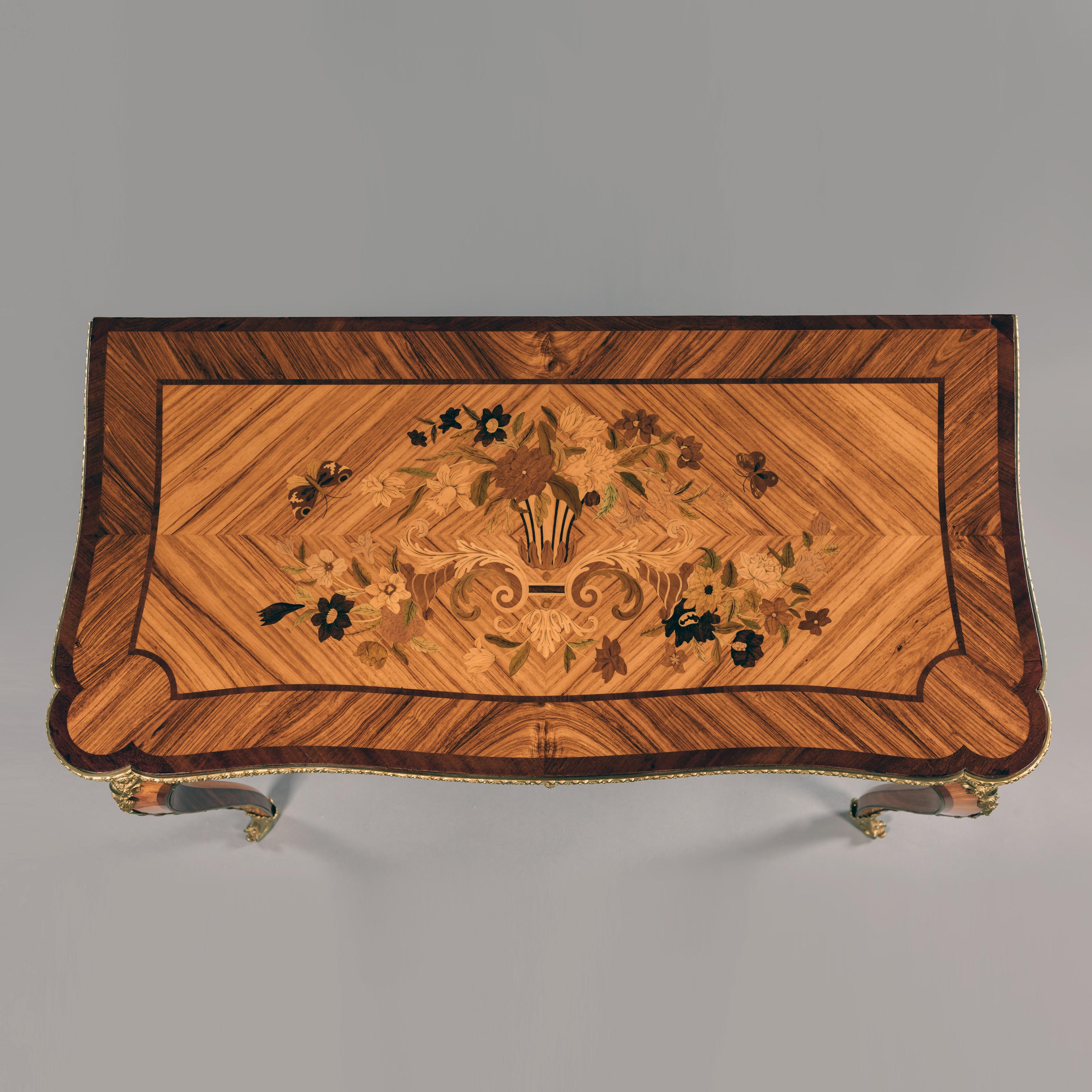 Pair of 19th Century French Louis XV Style Marquetry Inlaid Card Tables For Sale 3