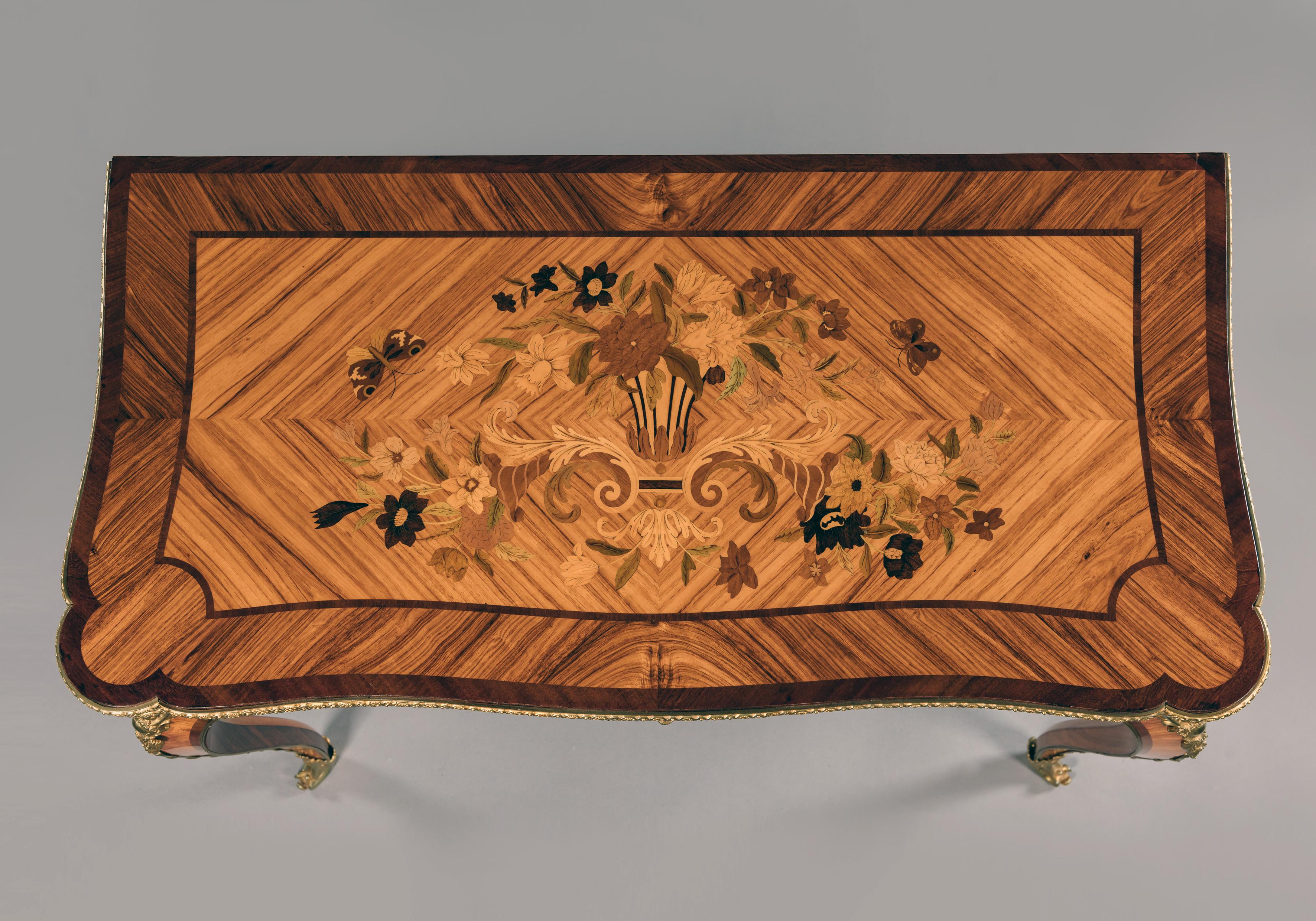 Pair of 19th Century French Louis XV Style Marquetry Inlaid Card Tables For Sale 4