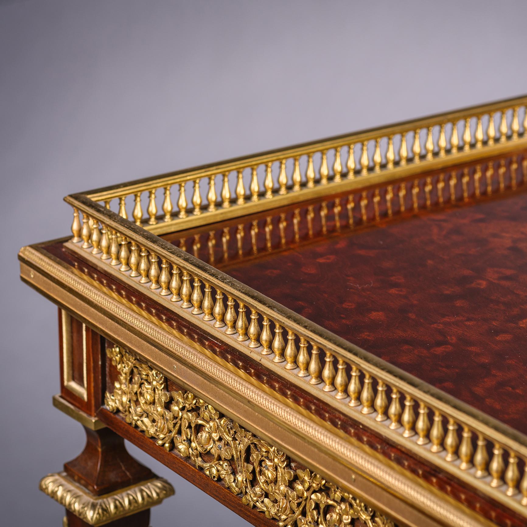 Ormolu A Fine Pair of Louis XVI Style Gilt-Bronze Mounted Mahogany Occasional Tables For Sale