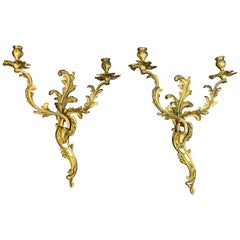 Fine Pair of Louis XVI Style Ormolu Wall Lights, Not Electrified