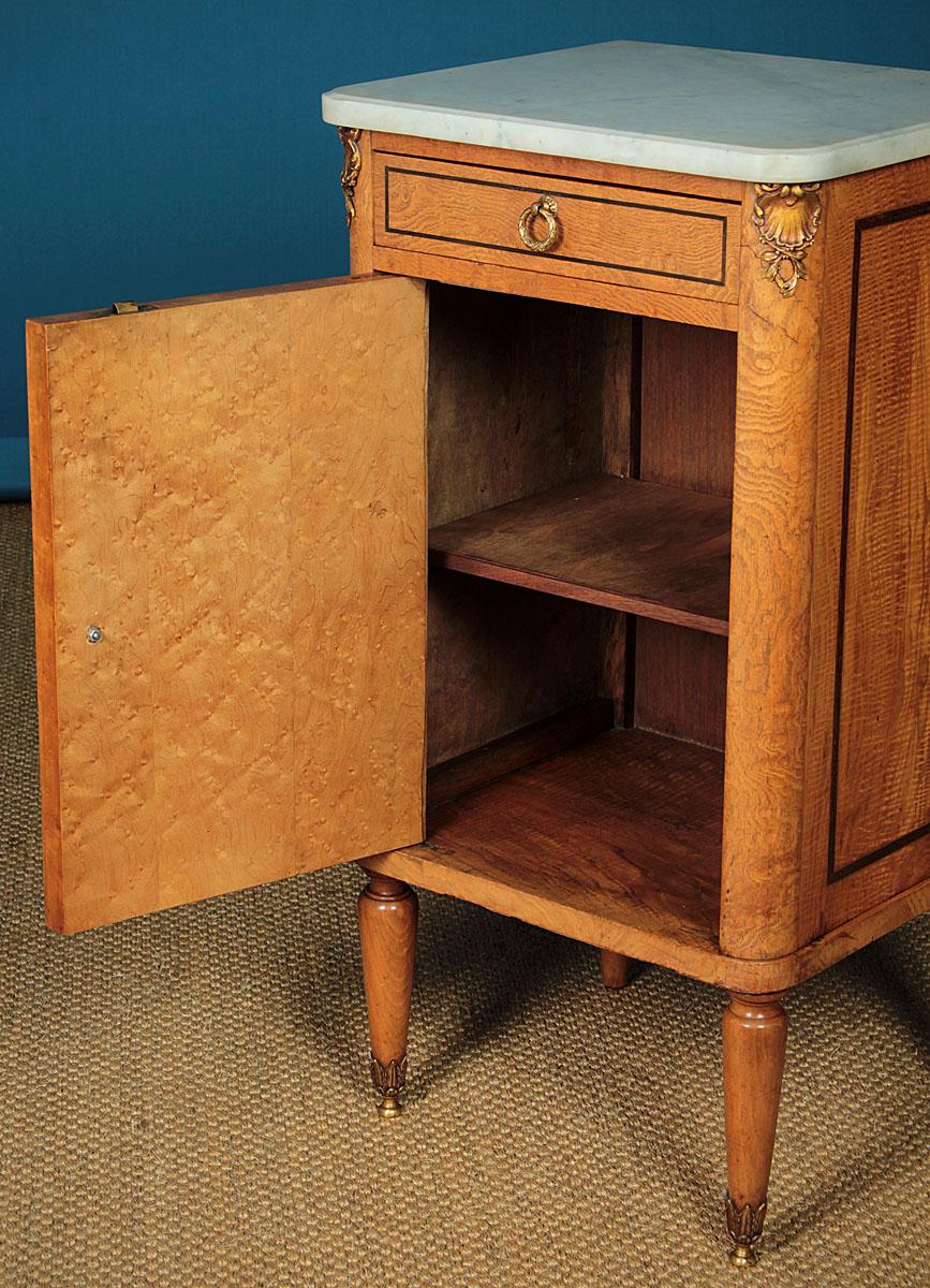 French Fine Pair of Marble Topped Bedside Cabinets, circa 1900