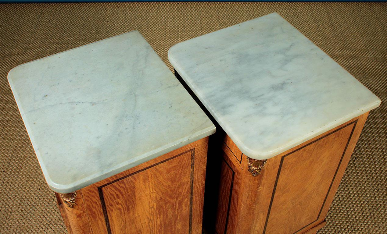 Fine Pair of Marble Topped Bedside Cabinets, circa 1900 2