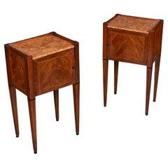 A Fine Pair of Marquetry Bedside Tables with Red Marble Tops
