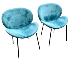 Fine Pair of MCM Style Velvet Tub Chairs