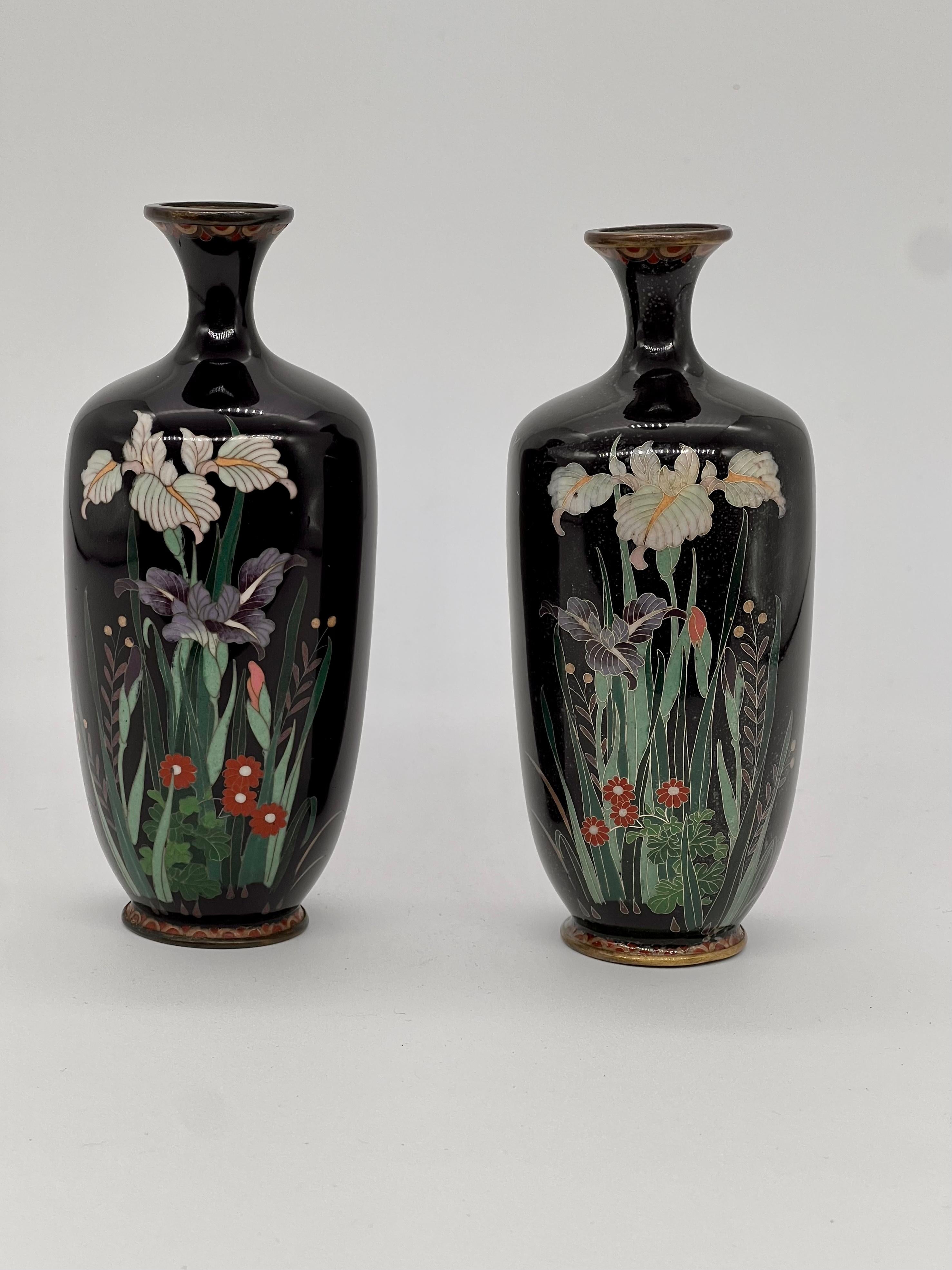 Fine Pair of Meiji Period Japanese Cloisonne Enamel Vases by Hayashi Chuzo 11