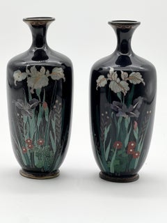 Fine Pair of Meiji Period Japanese Cloisonne Enamel Vases by Hayashi Chuzo