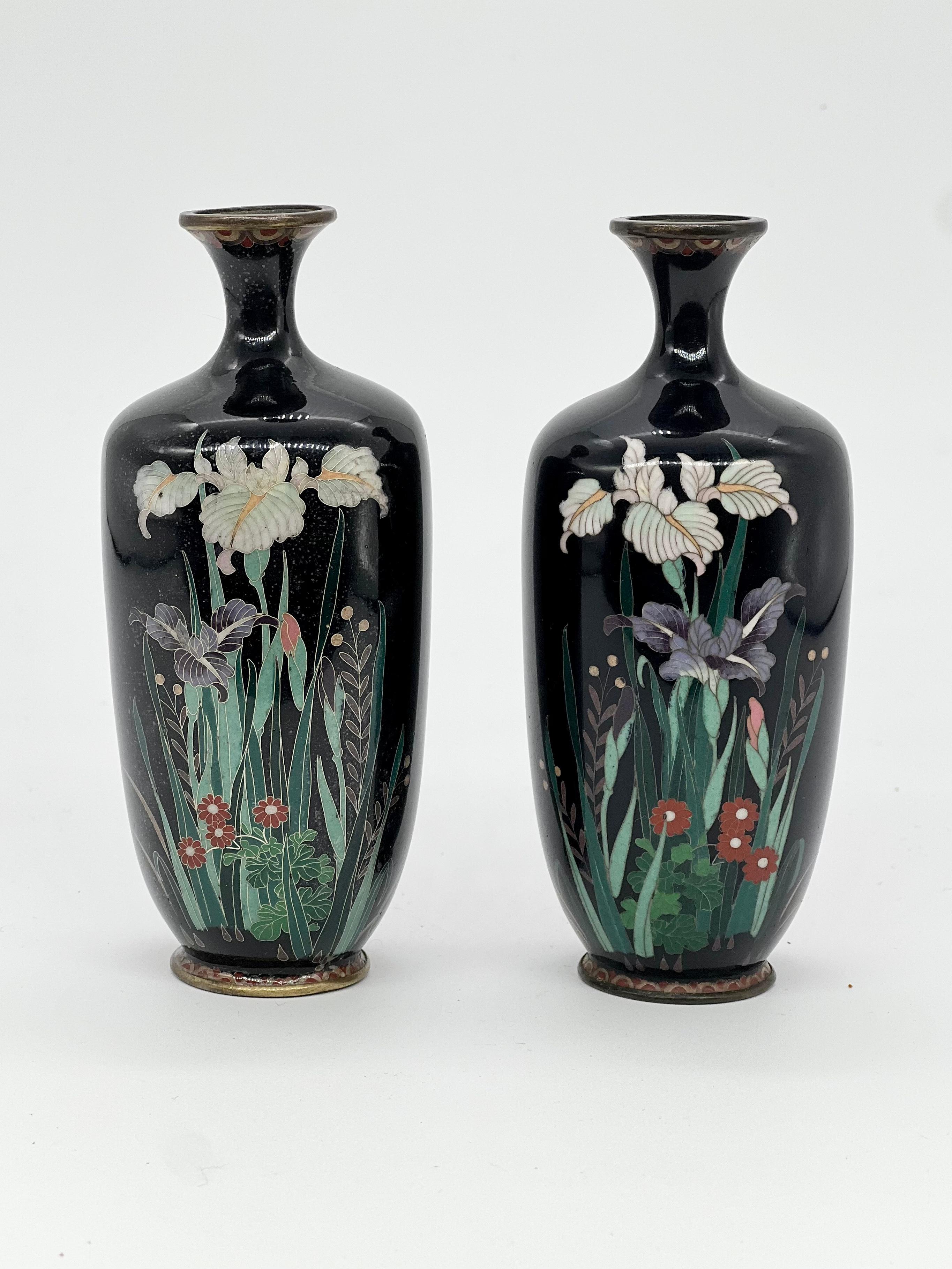 XIXe siècle Paire de vases japonais en émail cloisonné de la période Meiji par Hayashi Chuzo