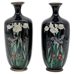 Fine Pair of Meiji Period Japanese Cloisonne Enamel Vases by Hayashi Chuzo