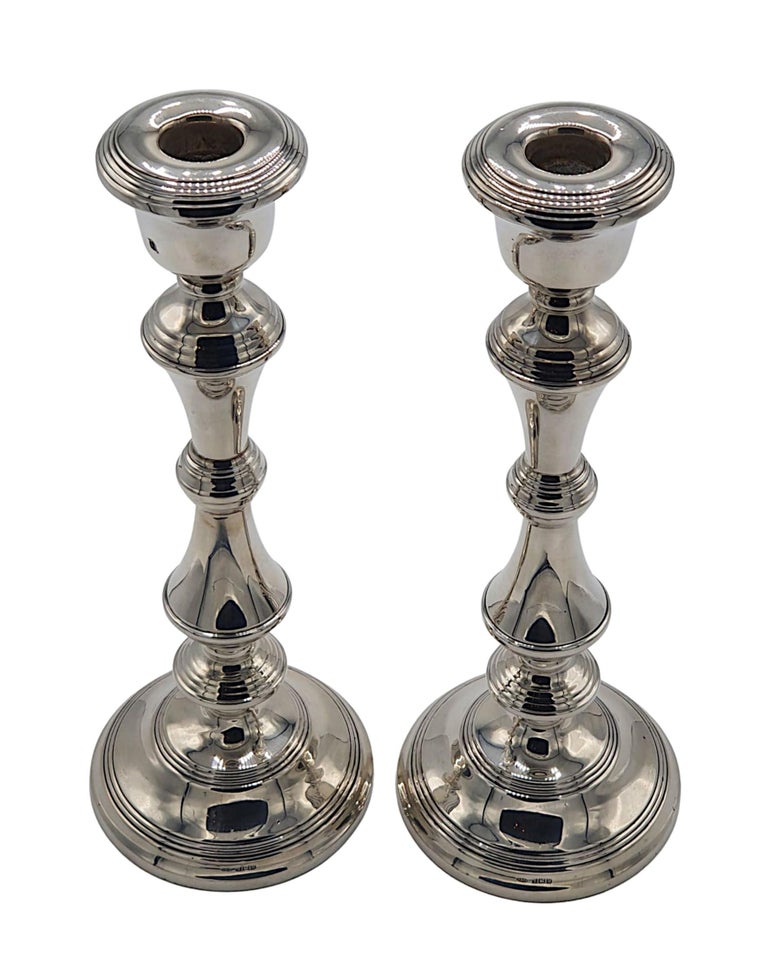 Fine Pair of Mid 20th Century Sterling Silver Candlesticks For Sale 1