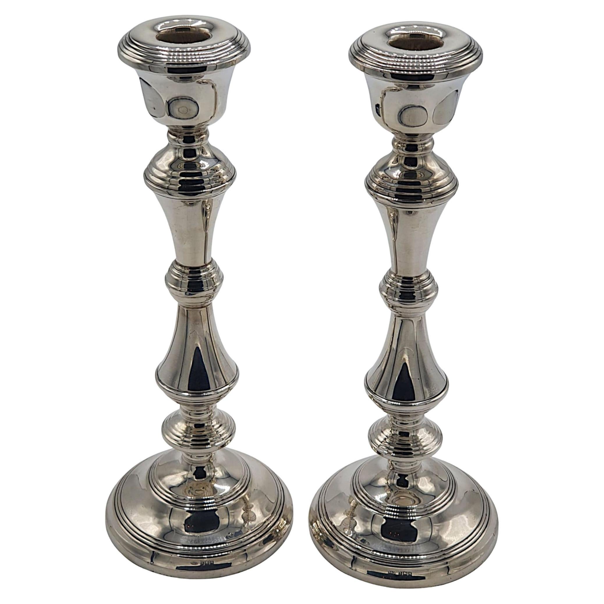 Fine Pair of Mid 20th Century Sterling Silver Candlesticks