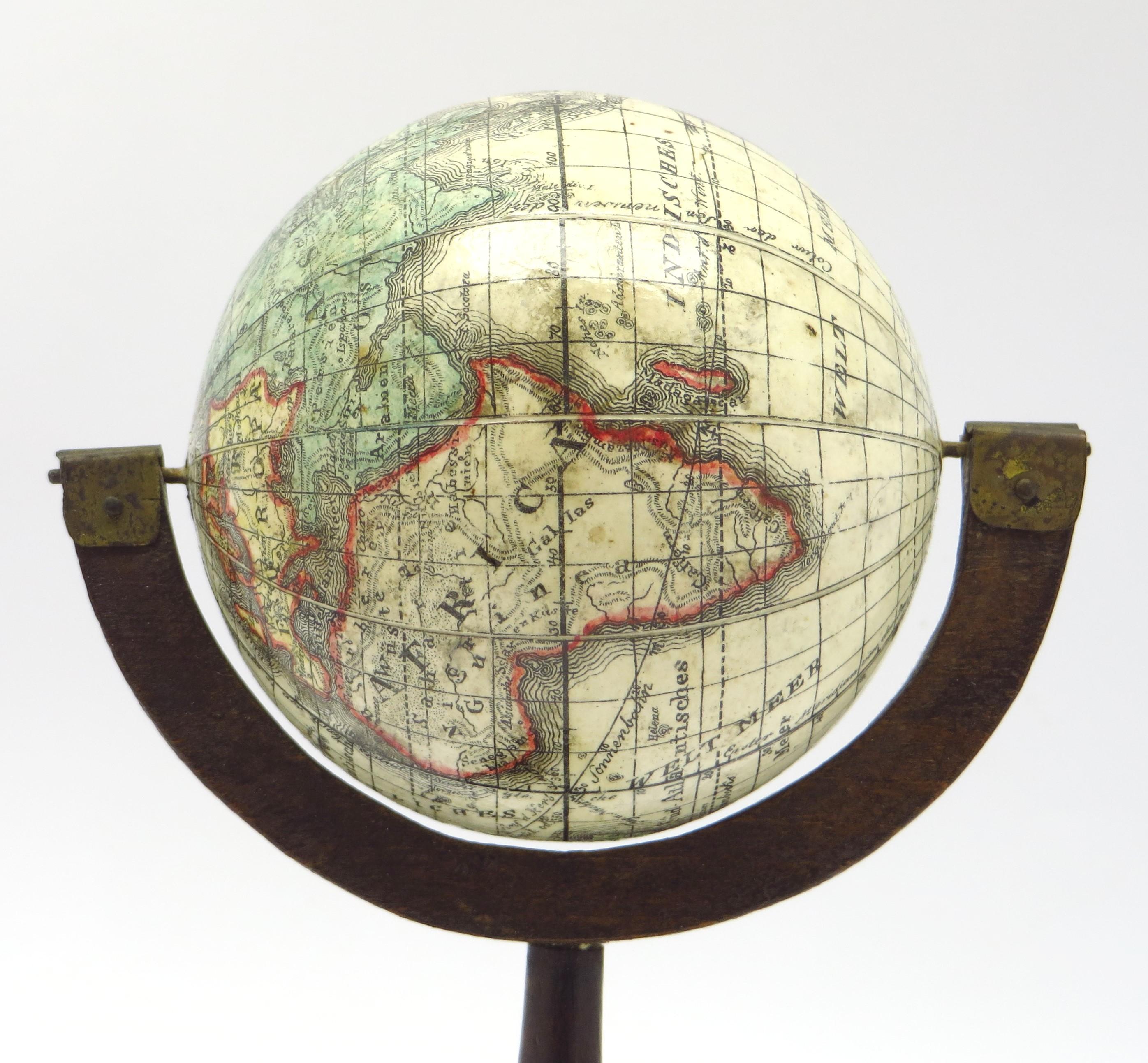 International Style A fine pair of miniature globes on stands For Sale
