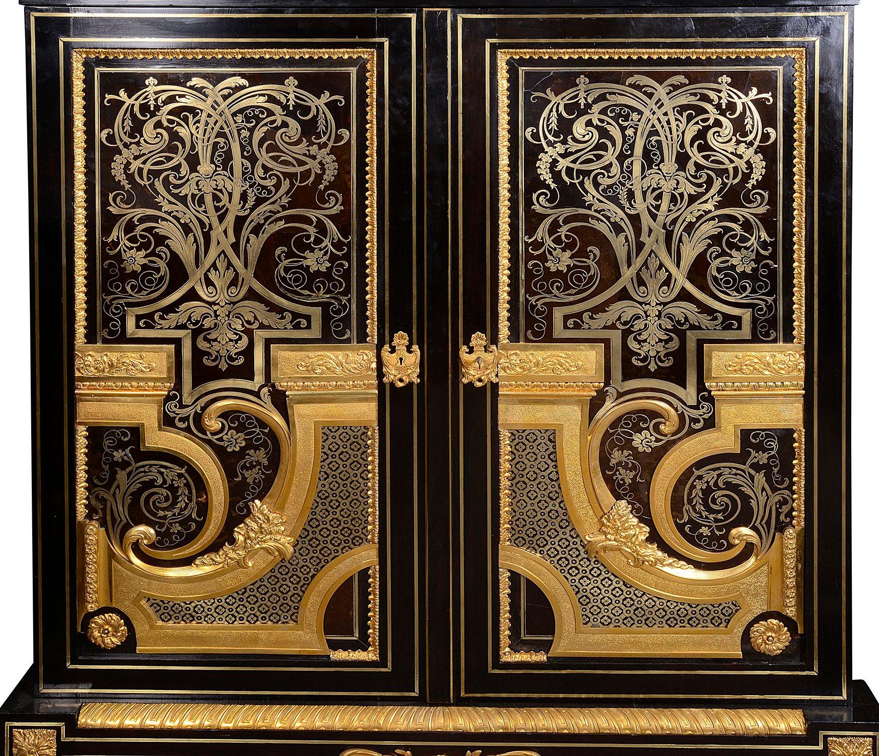 Louis XVI Fine Pair of Napolian iii Boulle Side Cabinets, circa 1860 For Sale