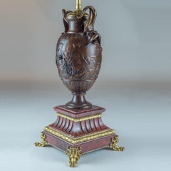 Fine Pair of Neo-Classical Revival Bronze Urns Mounted as Lamps