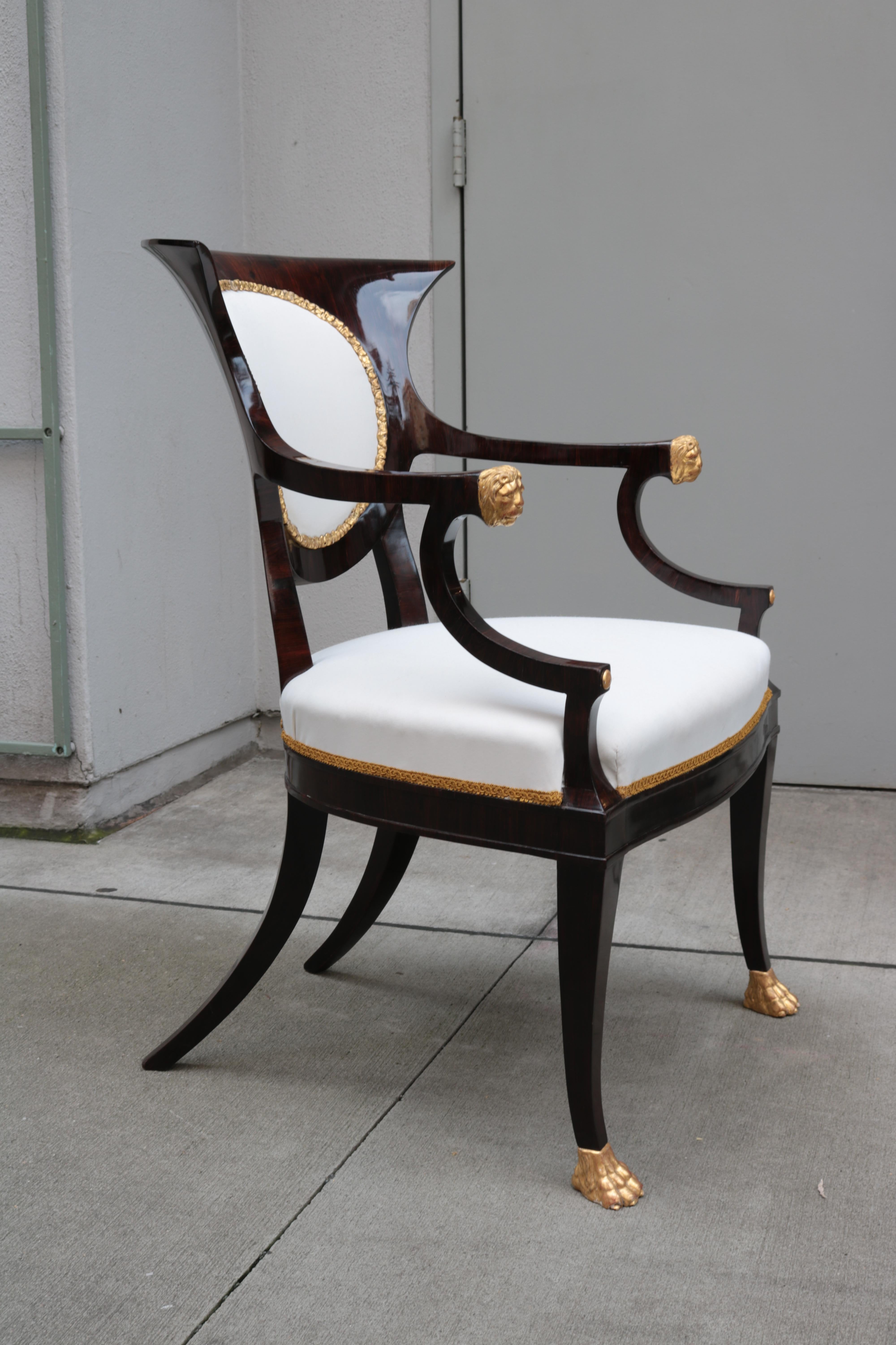 Italian Fine Pair of Neoclassical Armchairs For Sale