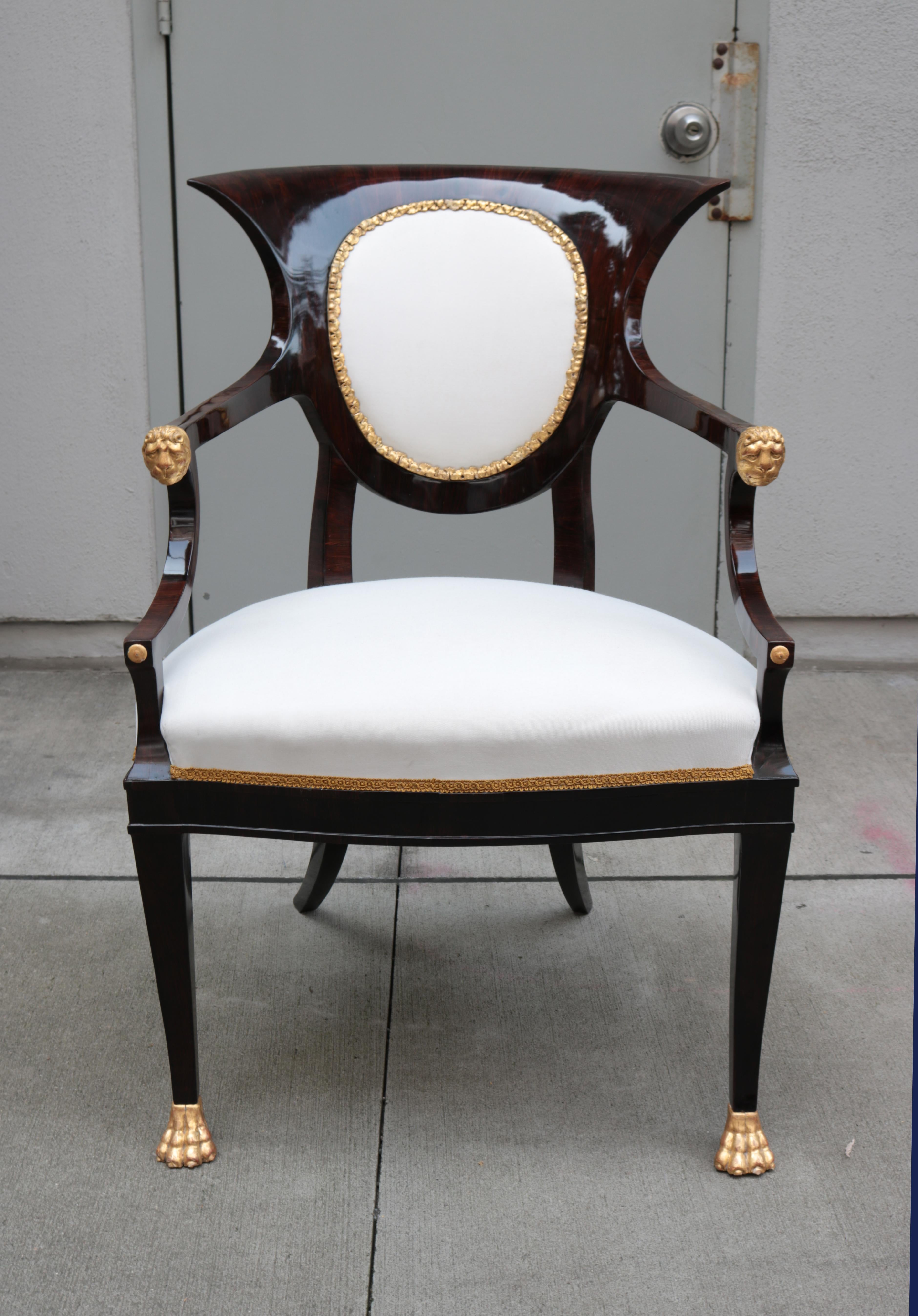 Mid-19th Century Fine Pair of Neoclassical Armchairs For Sale
