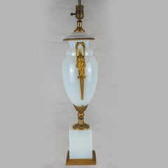 Fine Pair of Ormolu-Mounted White Opaline Lamps