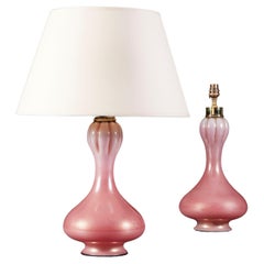 Fine Pair of Pink Seguso Lamps