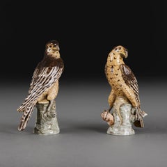 A Fine Pair of Pottery Sparrow Hawks