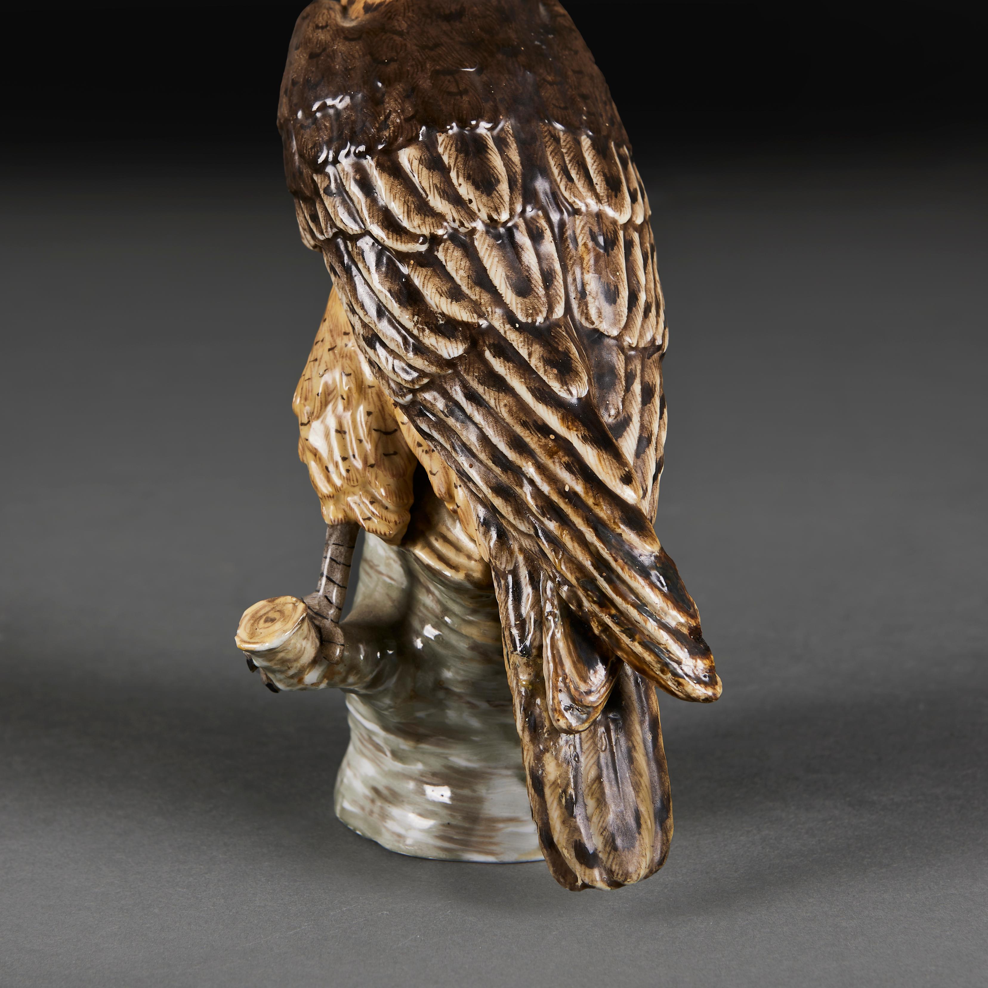 Glazed A Fine Pair of Pottery Sparrow Hawks For Sale