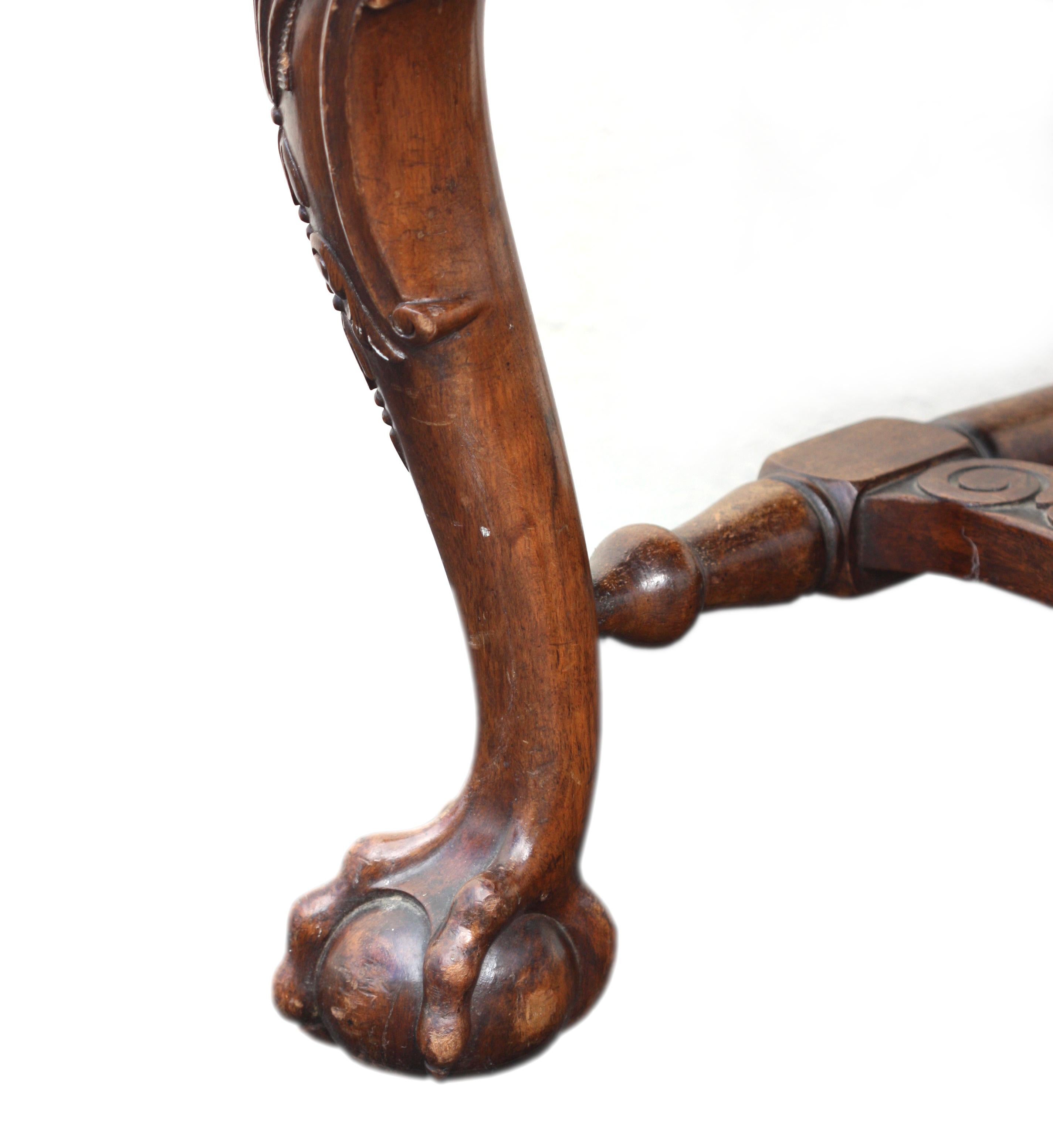 Fine Pair of Queen Anne Style Walnut Open Armchairs For Sale 2