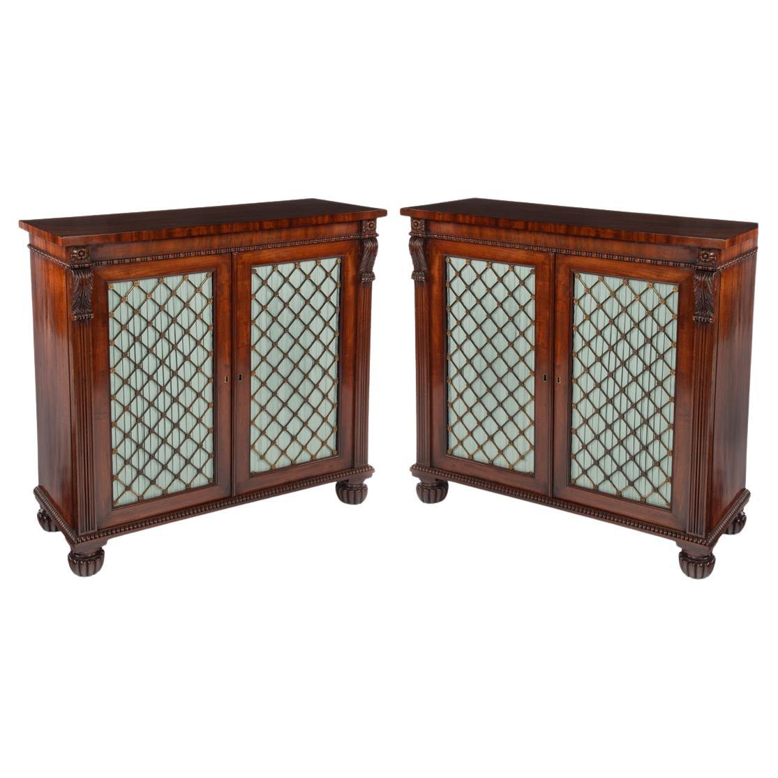 A Fine Pair of Regency Mahogany Side Cabinets by Gillows, c.1815 For Sale