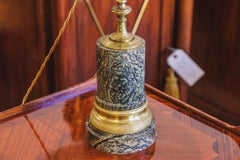 A fine pair of Regency marble and bronze candelabra lamps