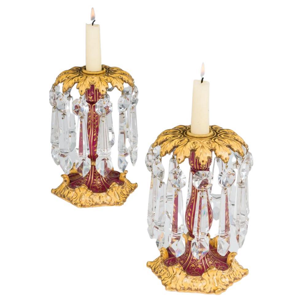 Ein Paar Rockingham-Porzellan-Kerzenständer aus Rockingham im Angebot