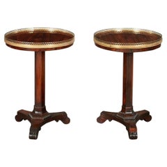 A Fine Pair of Rosewood and Brass End Tables