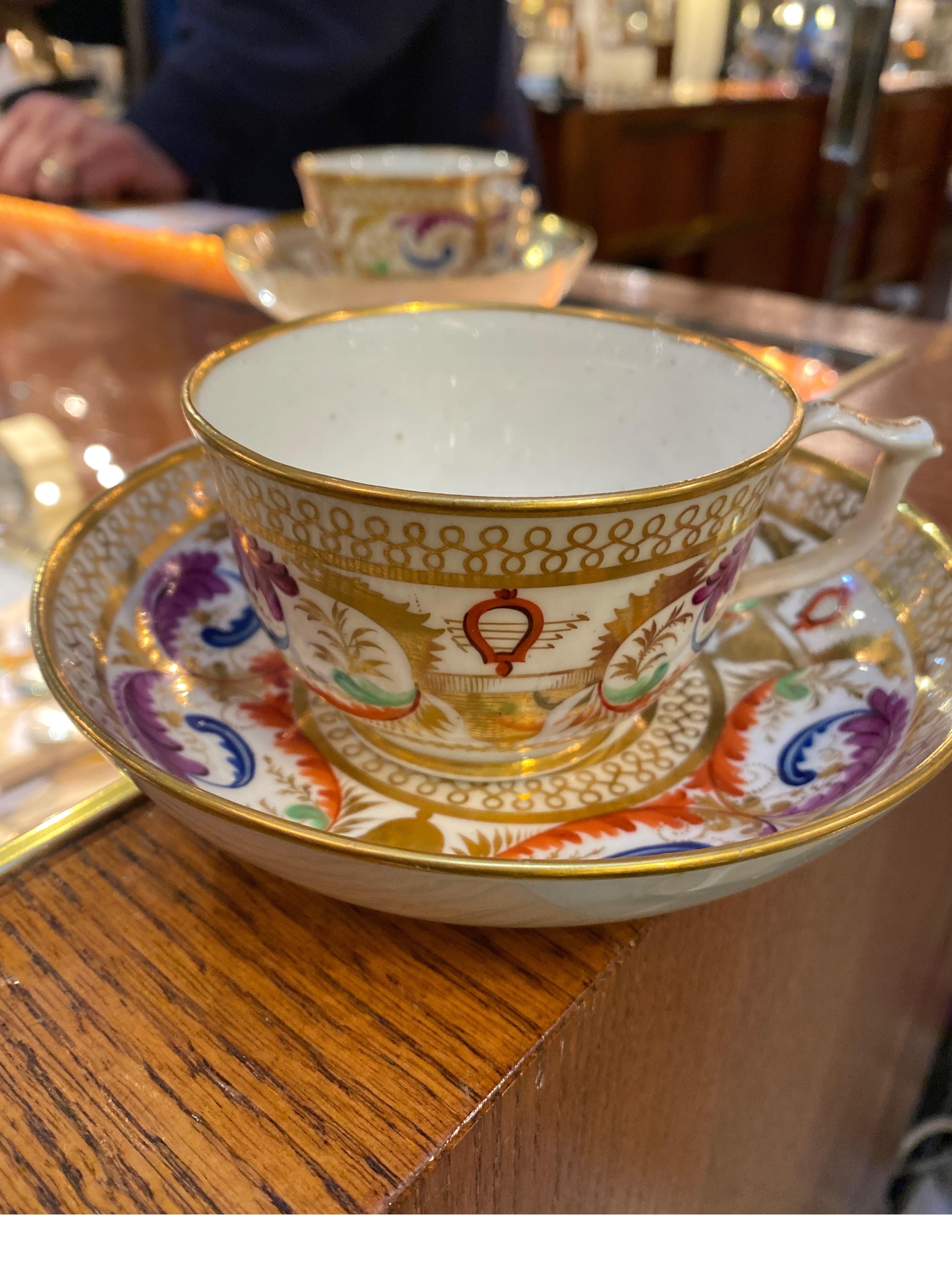 Fine Pair of Royal Crown Derby Tea Cups and Saucers Circa 1810 4