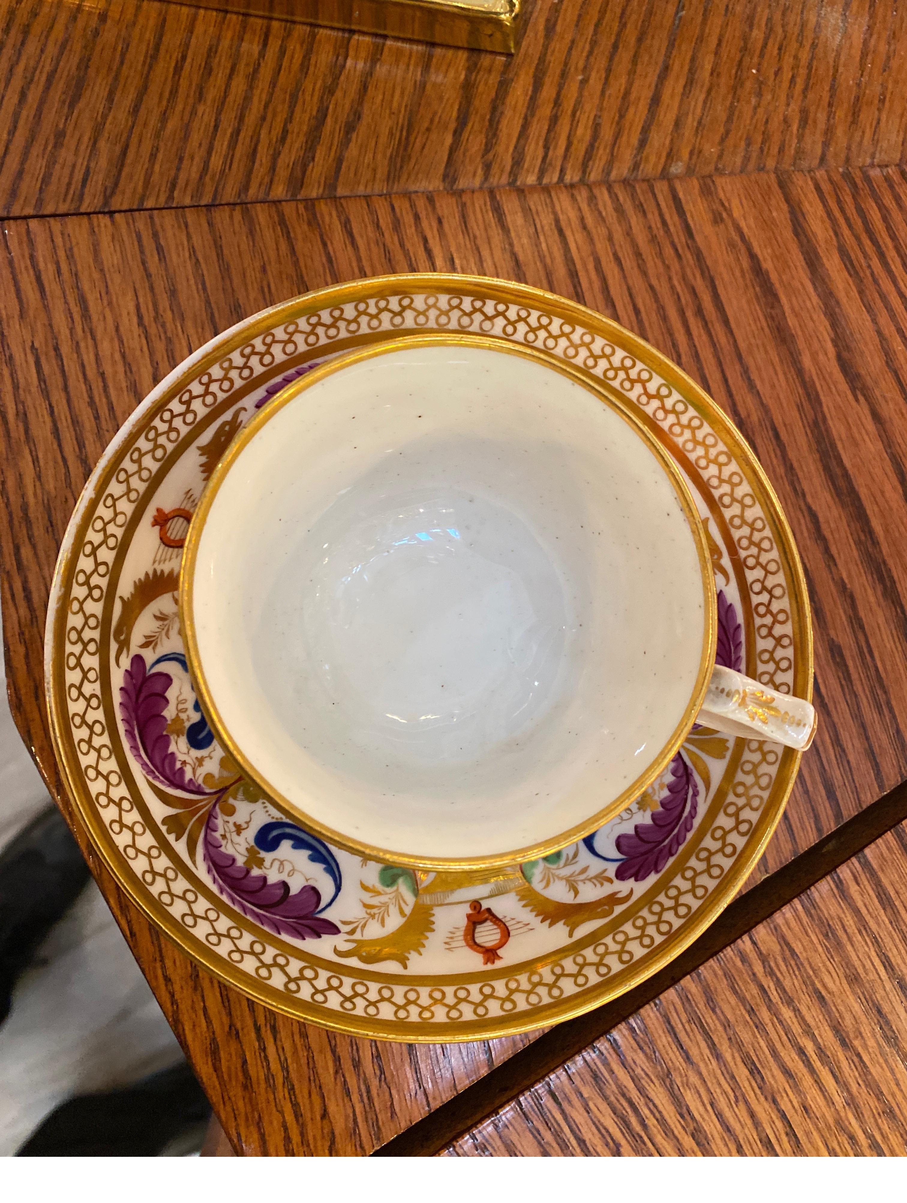 Fine Pair of Royal Crown Derby Tea Cups and Saucers Circa 1810 6