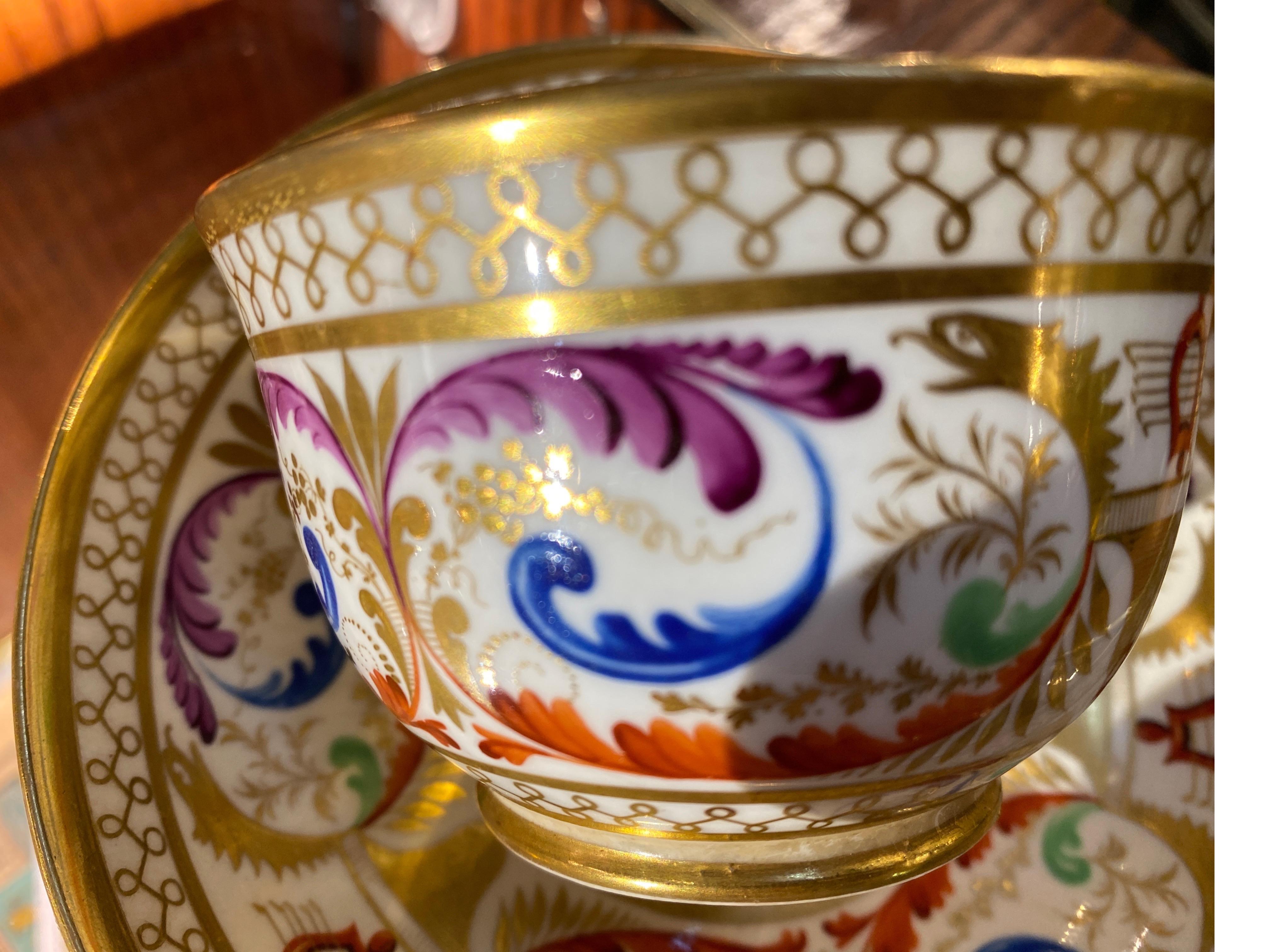 Early 19th Century Fine Pair of Royal Crown Derby Tea Cups and Saucers Circa 1810