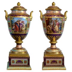 A  Fine Pair of Royal Vienna Gilt Porcelain Covered vases