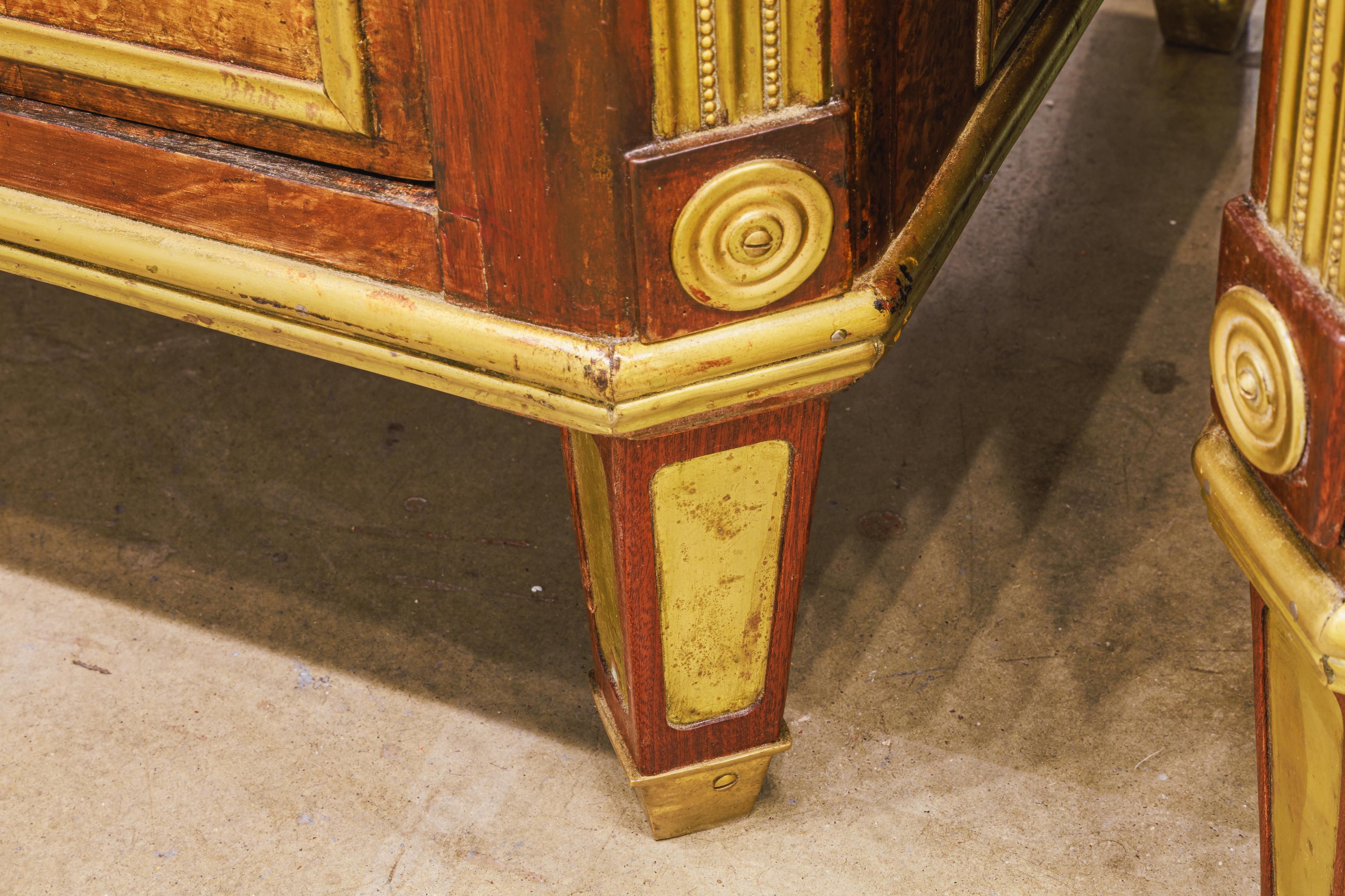 Baltic A fine pair of Russian light mahogany and brass inlayed commodes For Sale