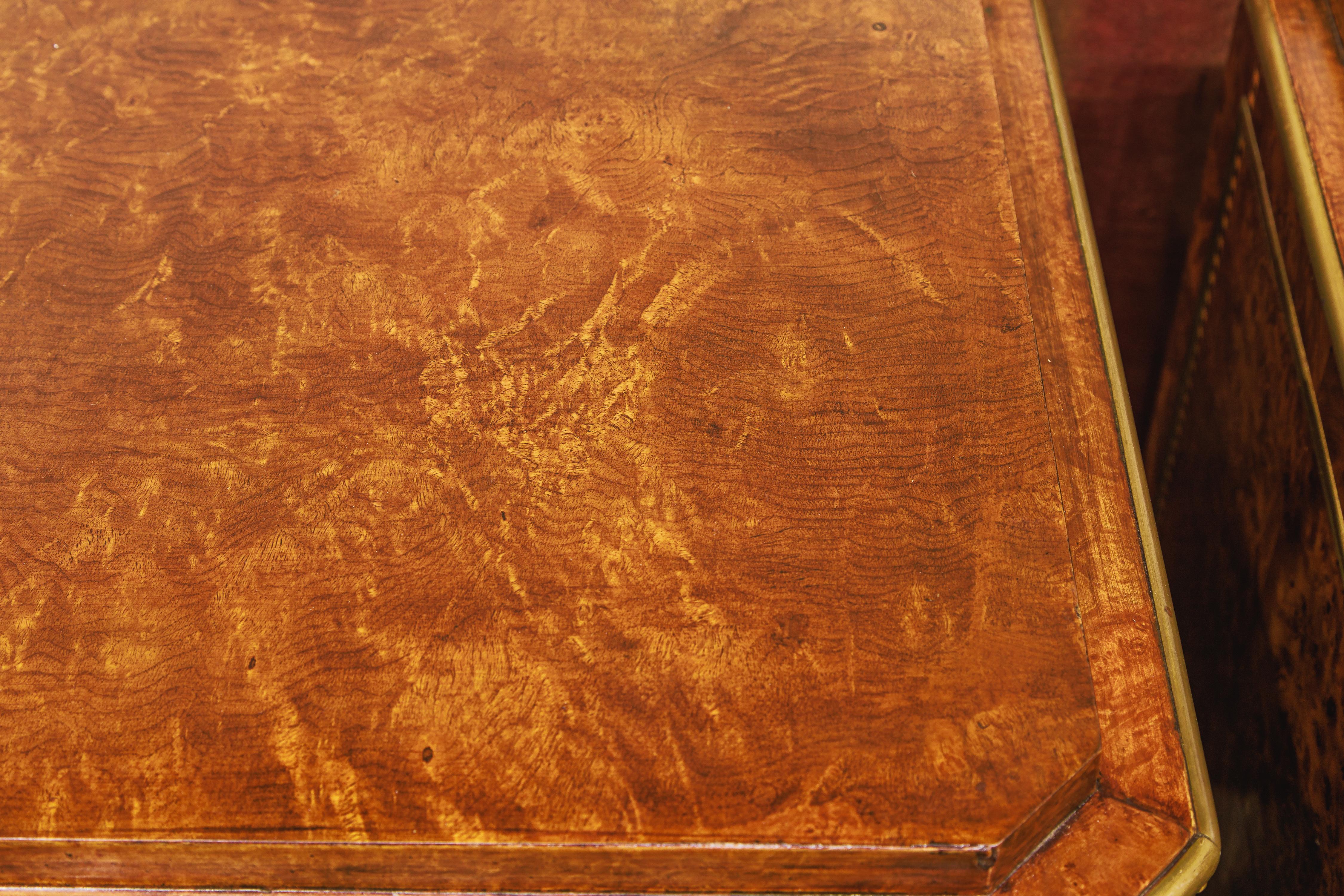 Brass A fine pair of Russian light mahogany and brass inlayed commodes For Sale