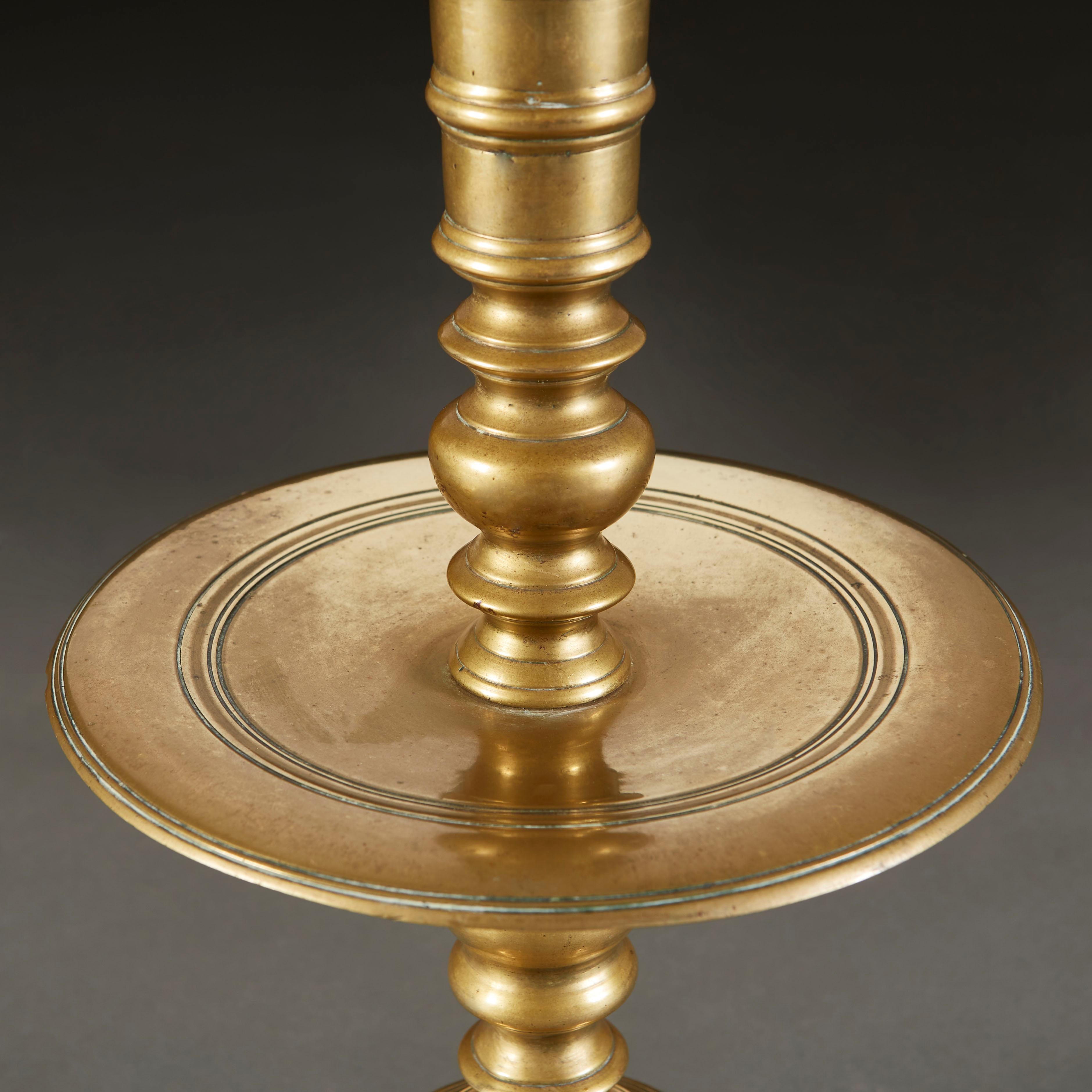 Brass Fine Pair of Seventeenth Century Dutch Candlesticks