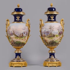 Fine Pair of Sèvres-style Napoleonic Porcelain Vases
