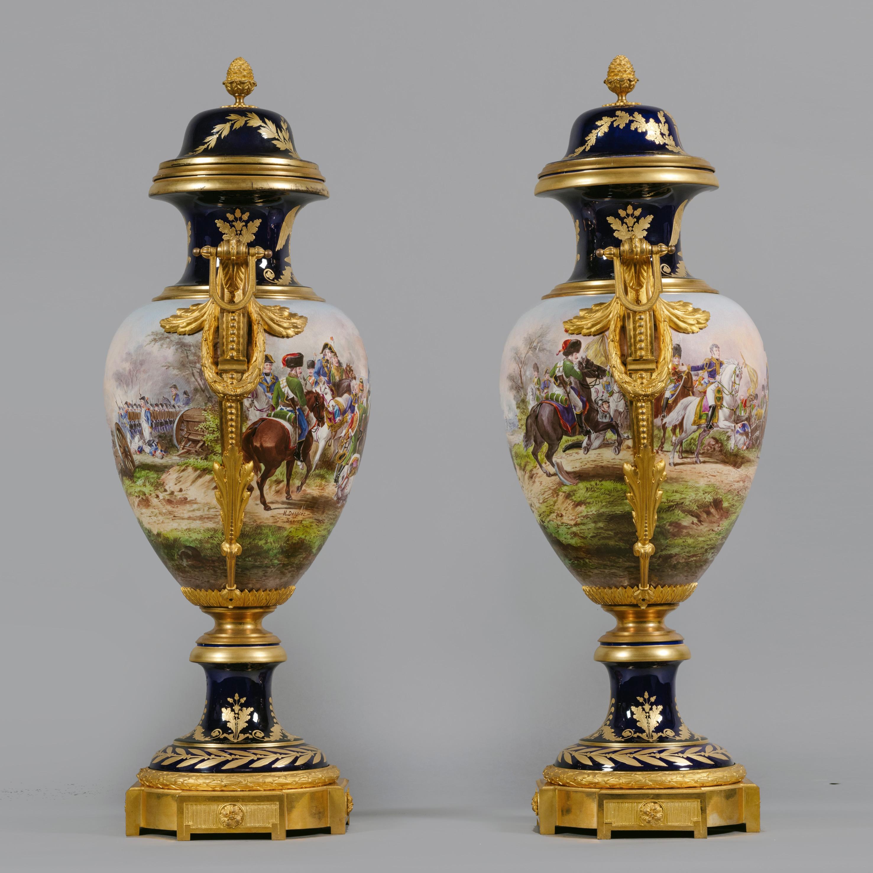 Français Paire de vases en porcelaine napoléonienne de style Sèvres en vente
