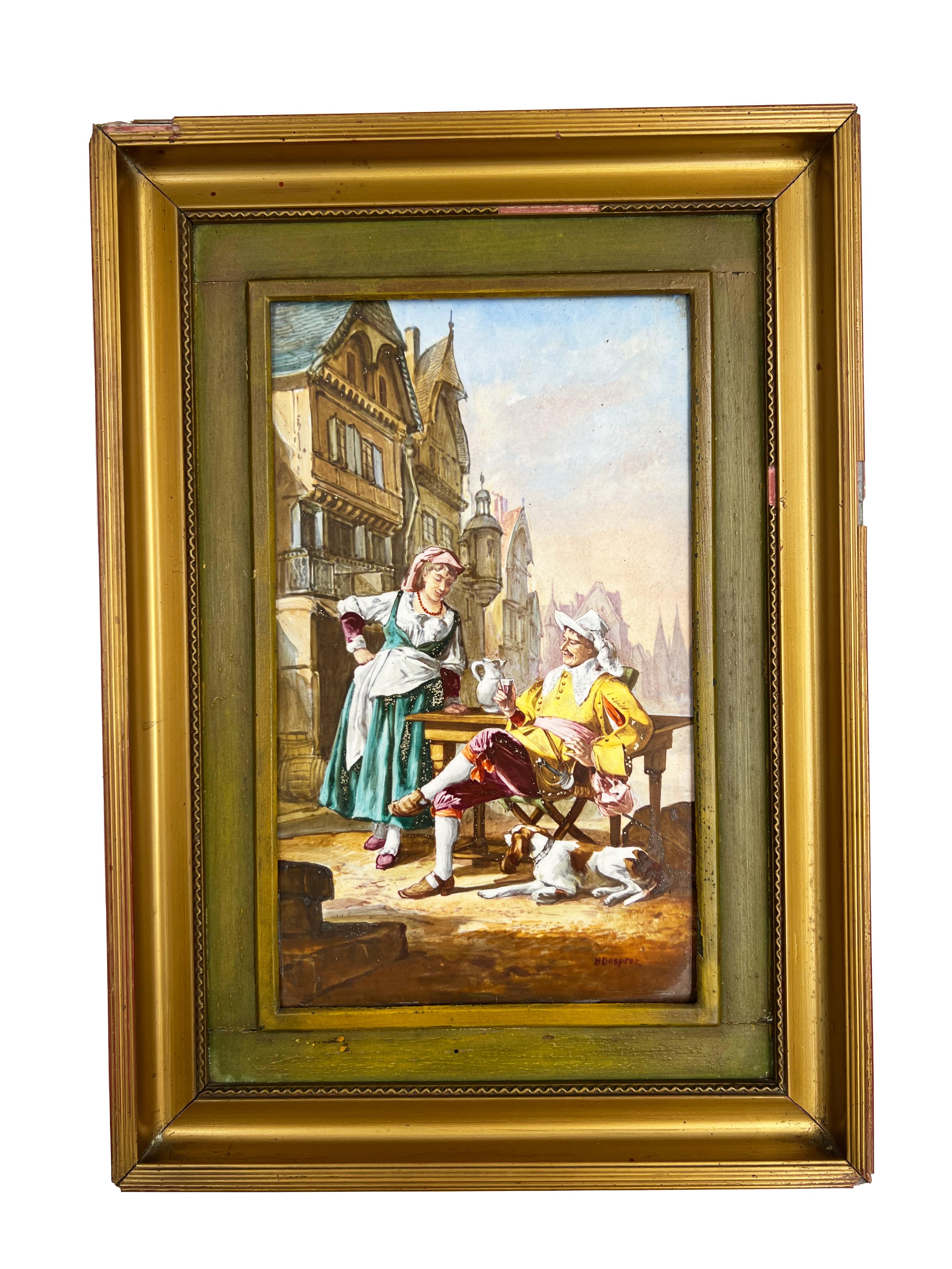 A Fine Pair Of Sevres Style Painted Porcelain Plaques Signed H. Desprez In Good Condition For Sale In London, GB